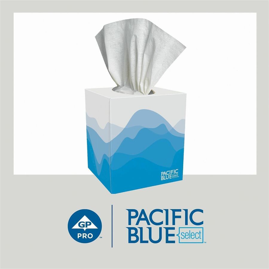 Pacific Blue Select Facial Tissue by GP Pro - Cube Box - 2 Ply - 7.65" Width x 8.85" Length - White - 100/Box - 36 / Carton