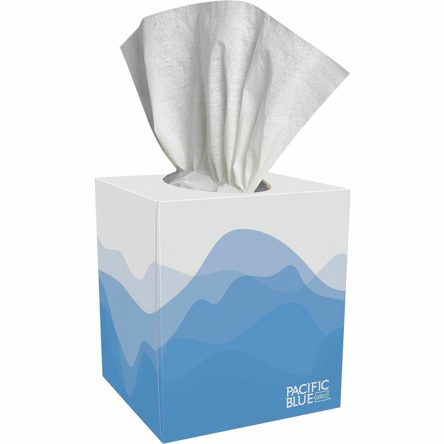 Pacific Blue Select Facial Tissue by GP Pro - Cube Box - 2 Ply - 7.65" Width x 8.85" Length - White - 100/Box - 36 / Carton