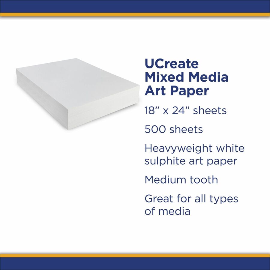 Mixed Media Art Paper, Heavyweight, 18" x 24", 500 Sheets