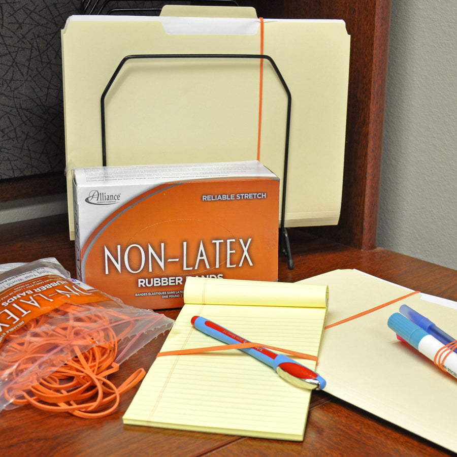 Alliance Rubber Bands, Size #33, 3.5" Length x 0.1" Width, Latex-Free, Stretchable, Synthetic Rubber/Poly, Orange, 1 Bag