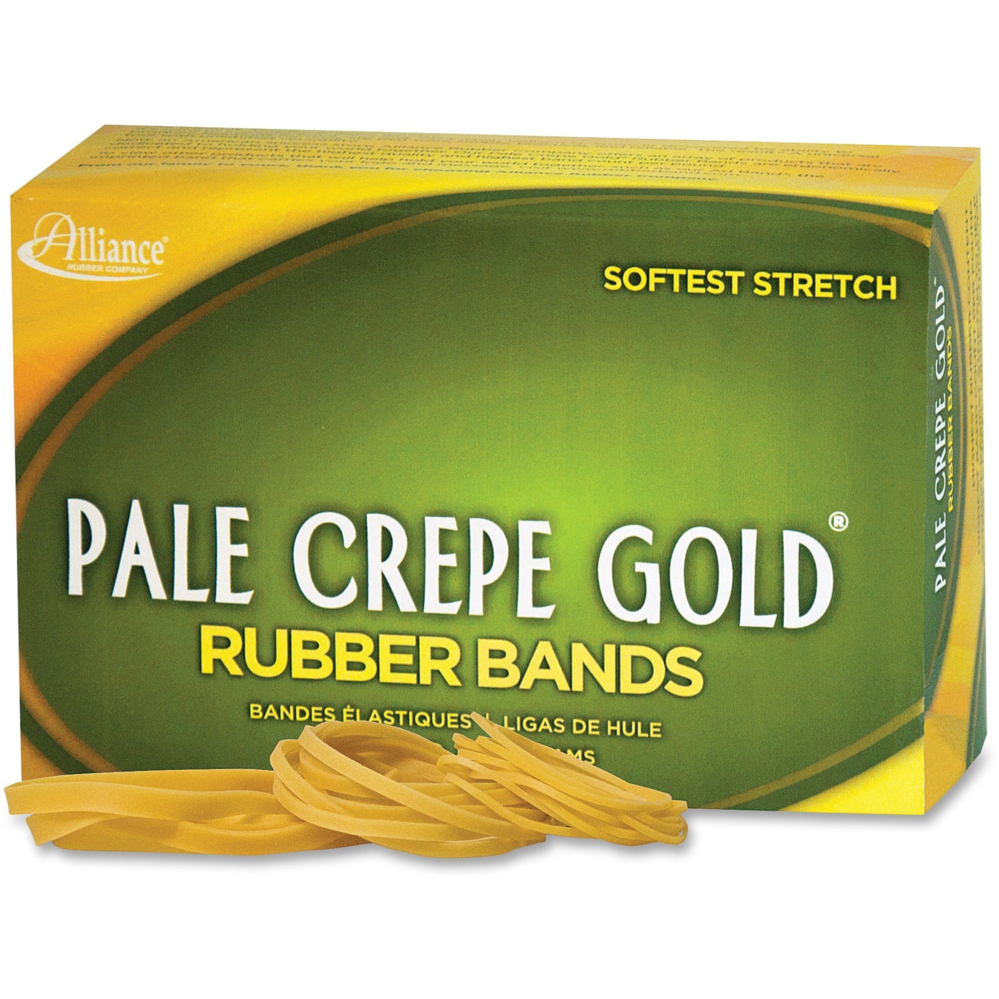 Alliance Rubber Pale Crepe Gold Rubber Bands, Size #54, Stretchable, Durable, Reusable, Golden Crepe, 1 lb Box