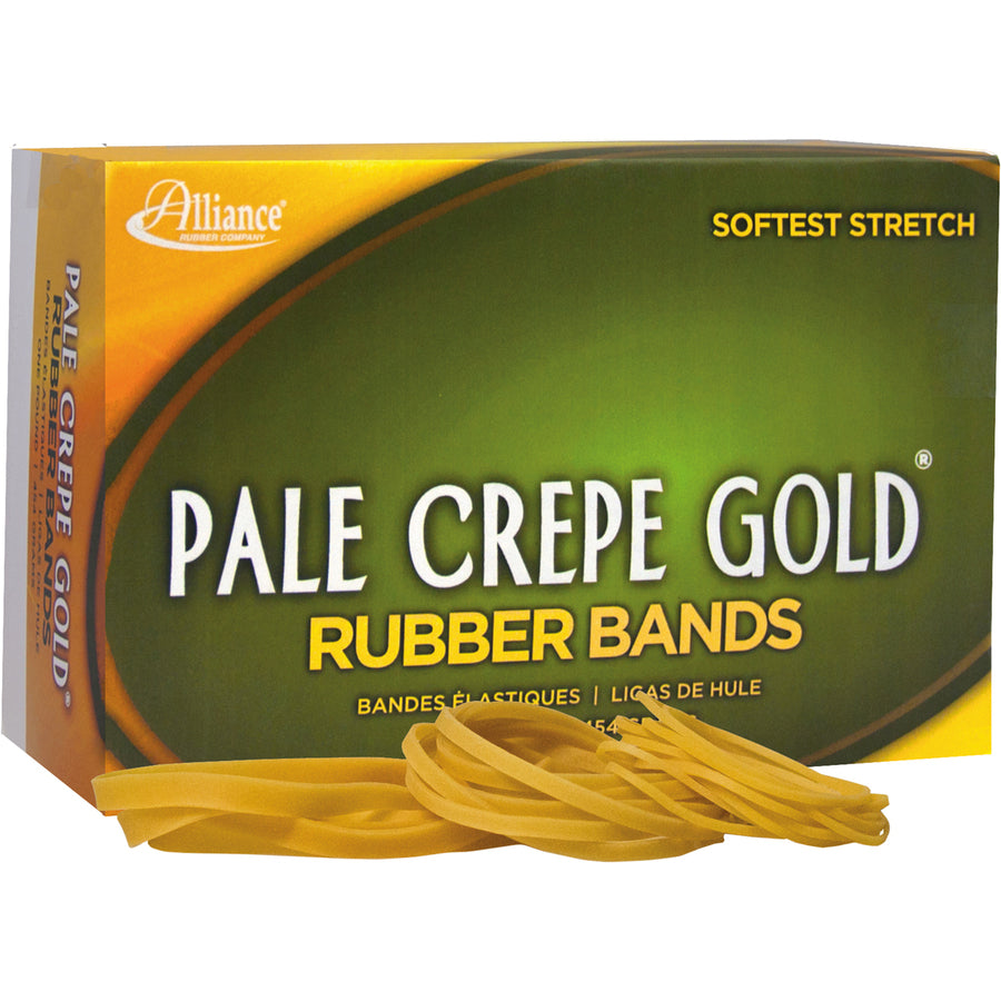Alliance Rubber Pale Crepe Gold Rubber Bands, Size #54, Stretchable, Durable, Reusable, Golden Crepe, 1 lb Box