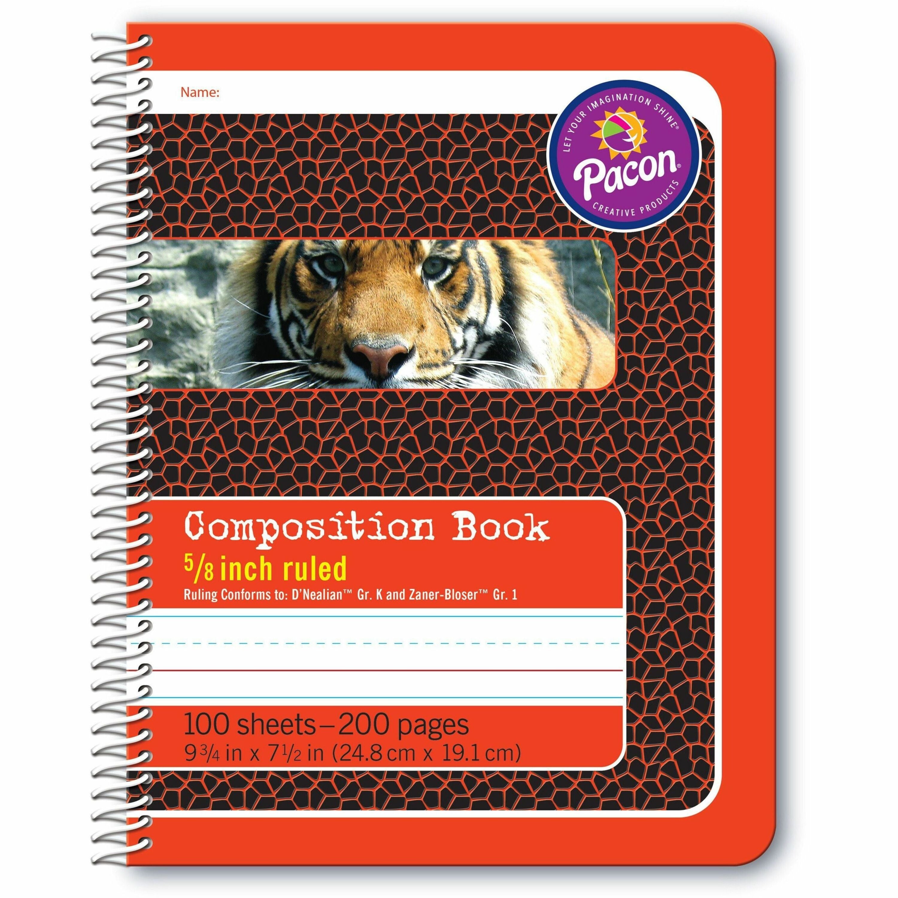 Primary Composition Book, Spiral Bound, D'Nealian/Zaner-Bloser, 5/8" x 5/16" x 5/16" Ruled, 9-3/4" x 7-1/2", 100 Sheets