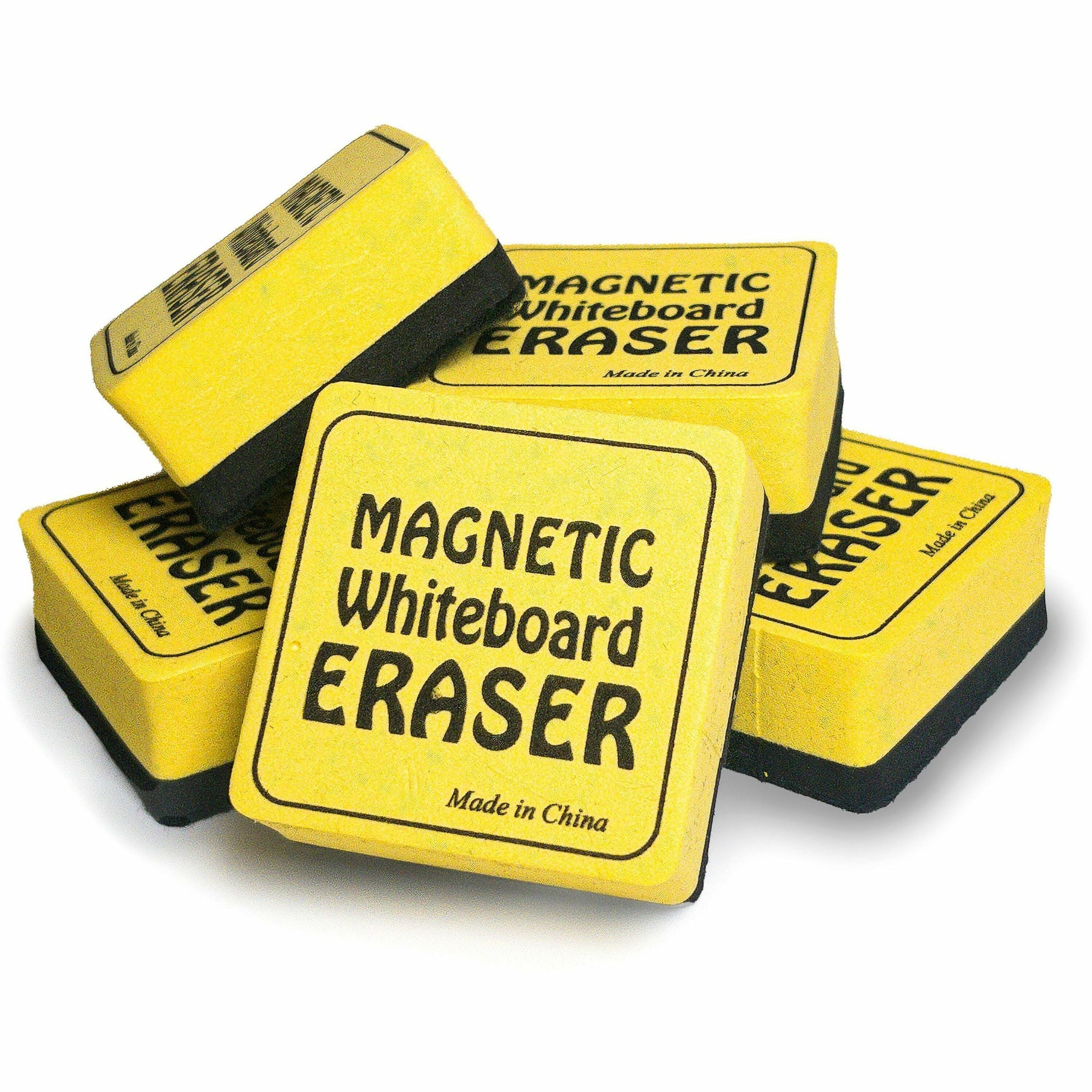 The Pencil Grip Magnetic Whiteboard Erasers, 2" x 2", Soft, Durable, Yellow, Magnetic, Square, 24 Pack