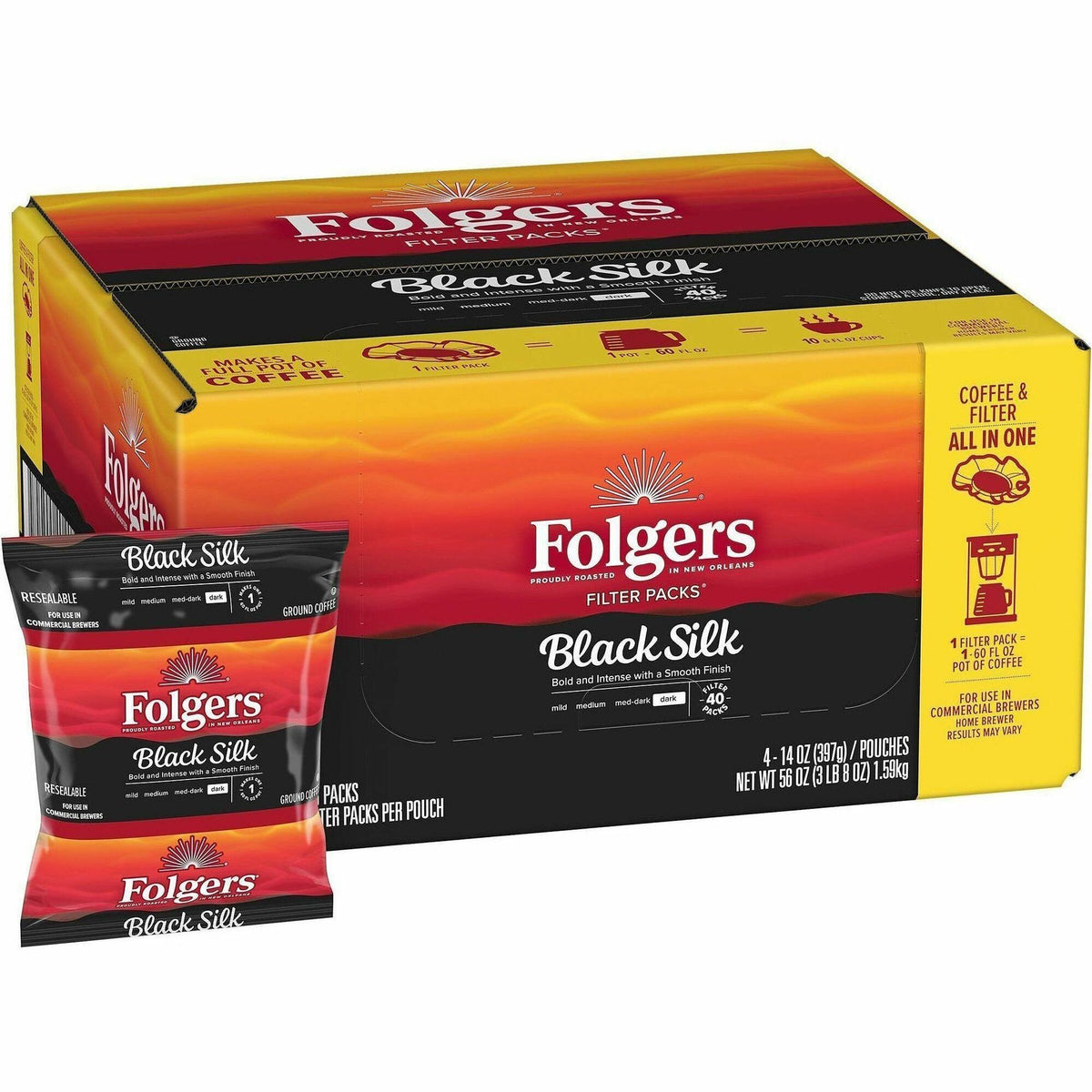 Regular - Dark - 1.4 oz - Filter Pack - Black Silk - 40 / Carton