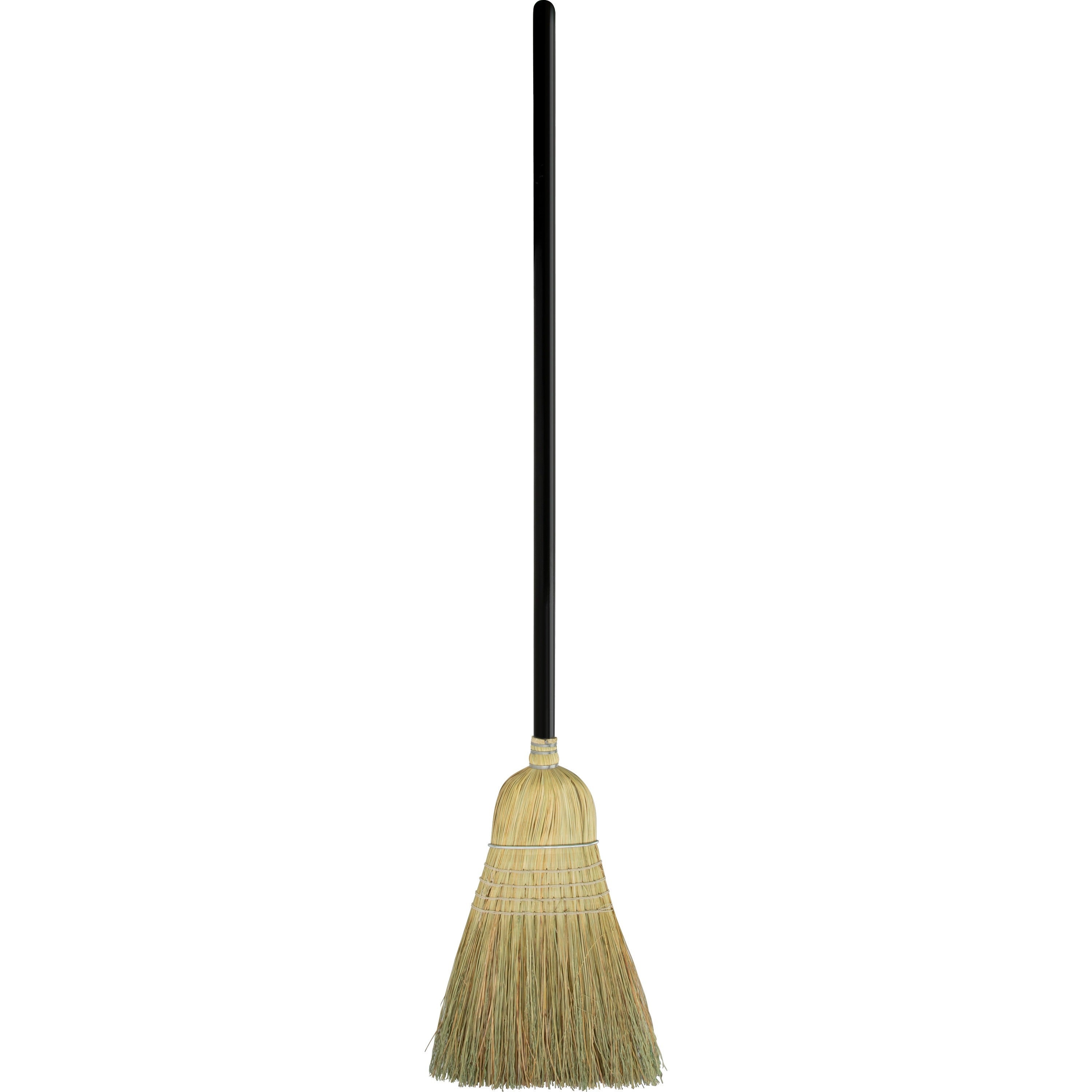 Genuine Joe Warehouse Broom, Corn Fiber Bristle, 38" Lacquered Wood Handle, Natural, 1 Each
