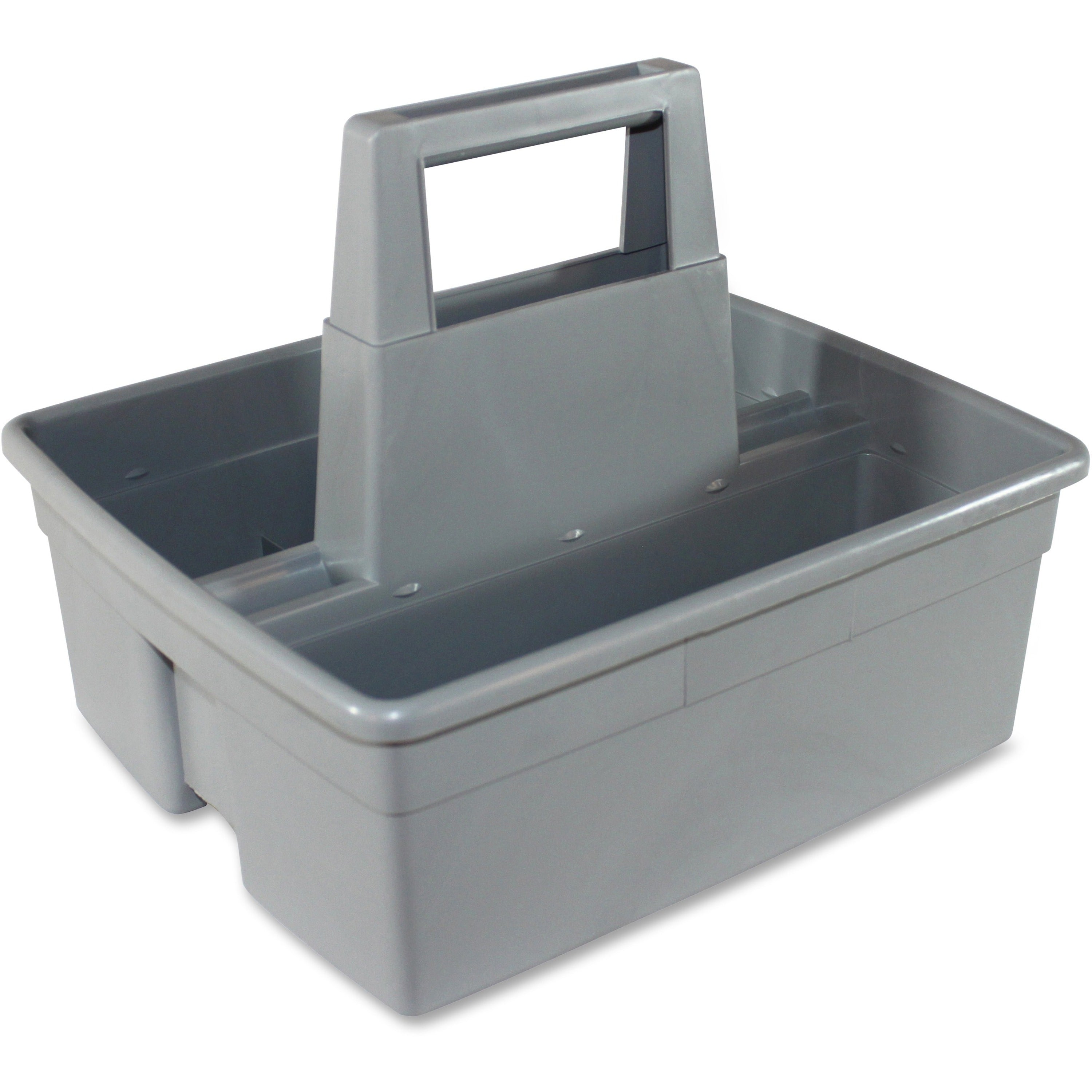 Impact Maids' Basket, 2 Compartments, 10.10" H x 11.10" W x 12.90" L, Handle, Heavy Duty Gray Plastic, 1 Each