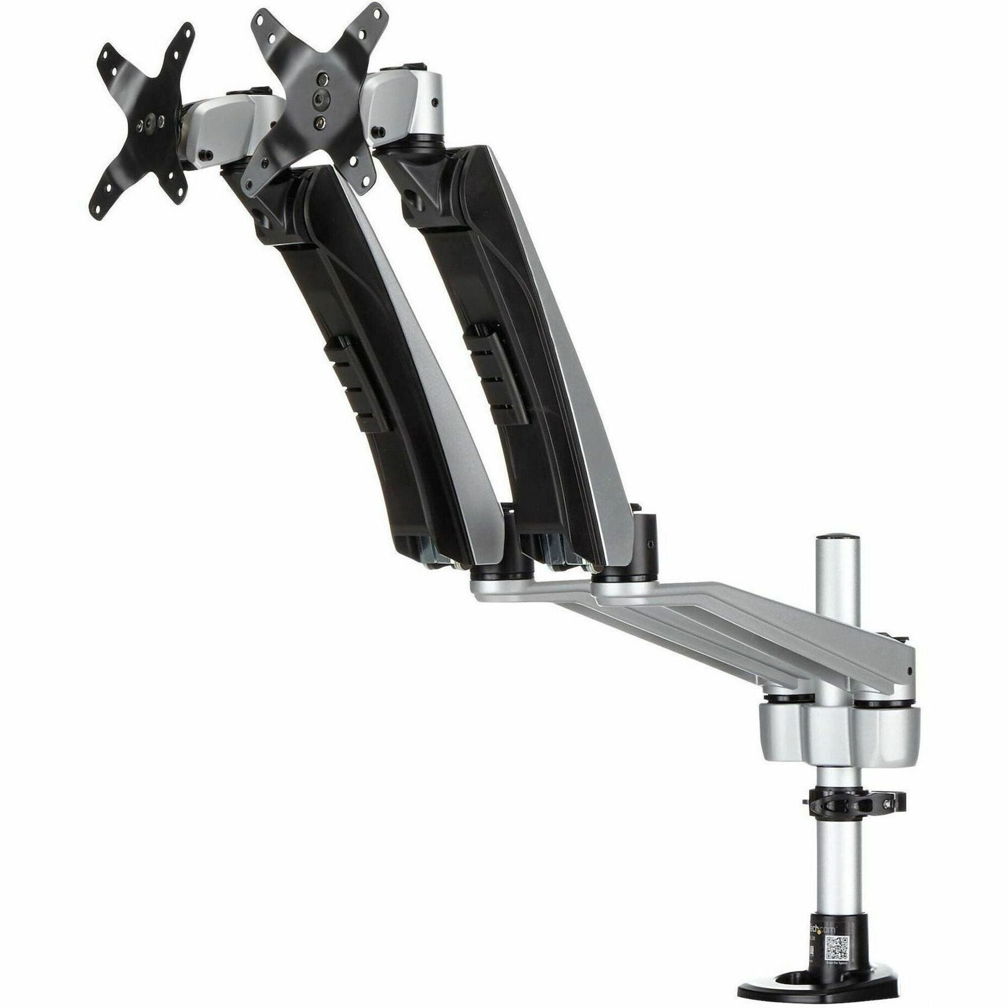StarTech.com ARMDUAL30 Mounting Arm for Monitor - Black, Silver - TAA Compliant