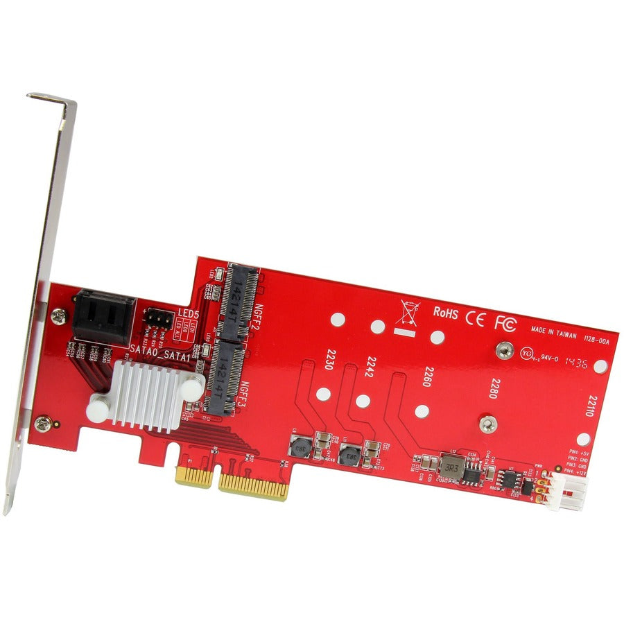 StarTech.com 2x M.2 NGFF SSD RAID Controller Card Plus 2x SATA III Ports - PCIe