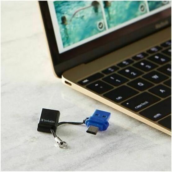 64 GB - USB 3.2 (Gen 1) Type C, USB 3.2 (Gen 1) Type A - Blue - Lifetime Warranty - 1 Each - TAA Compliant