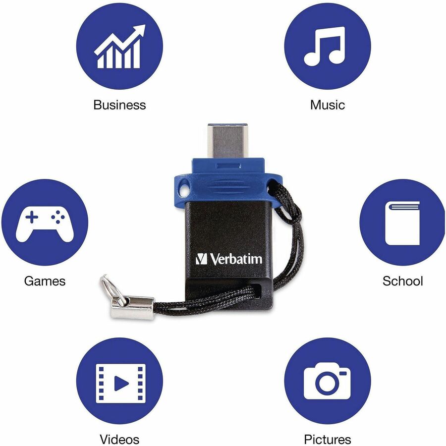 32 GB - USB 3.2 (Gen 1) Type C, USB 3.2 (Gen 1) Type A - Blue - Lifetime Warranty - 1 Each - TAA Compliant