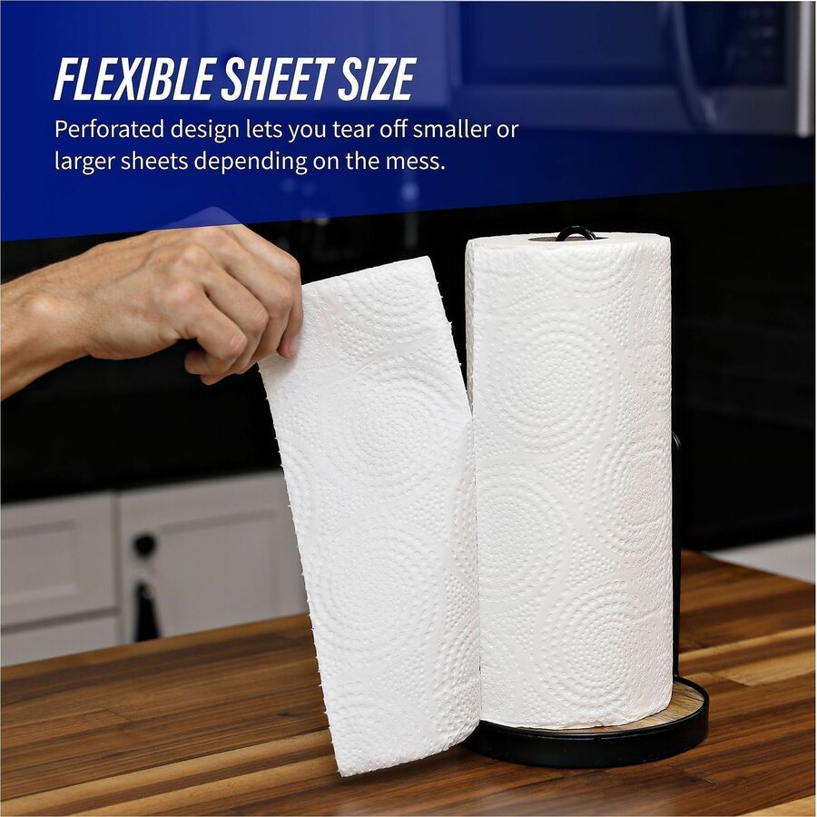 Genuine Joe Kitchen Roll Flexible Size Towels, 2-Ply, 1 5/8" Core, White, 170 Sheets per Roll, 30 Rolls per Carton