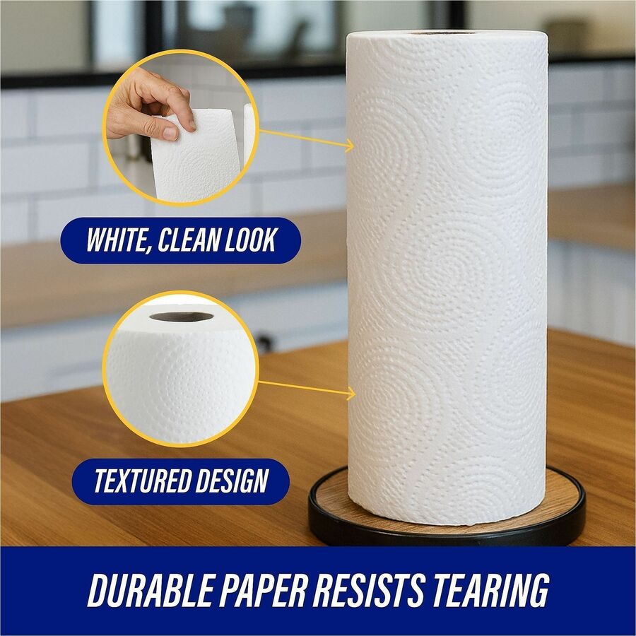 Genuine Joe Kitchen Roll Flexible Size Towels, 2-Ply, 1 5/8" Core, White, 170 Sheets per Roll, 30 Rolls per Carton