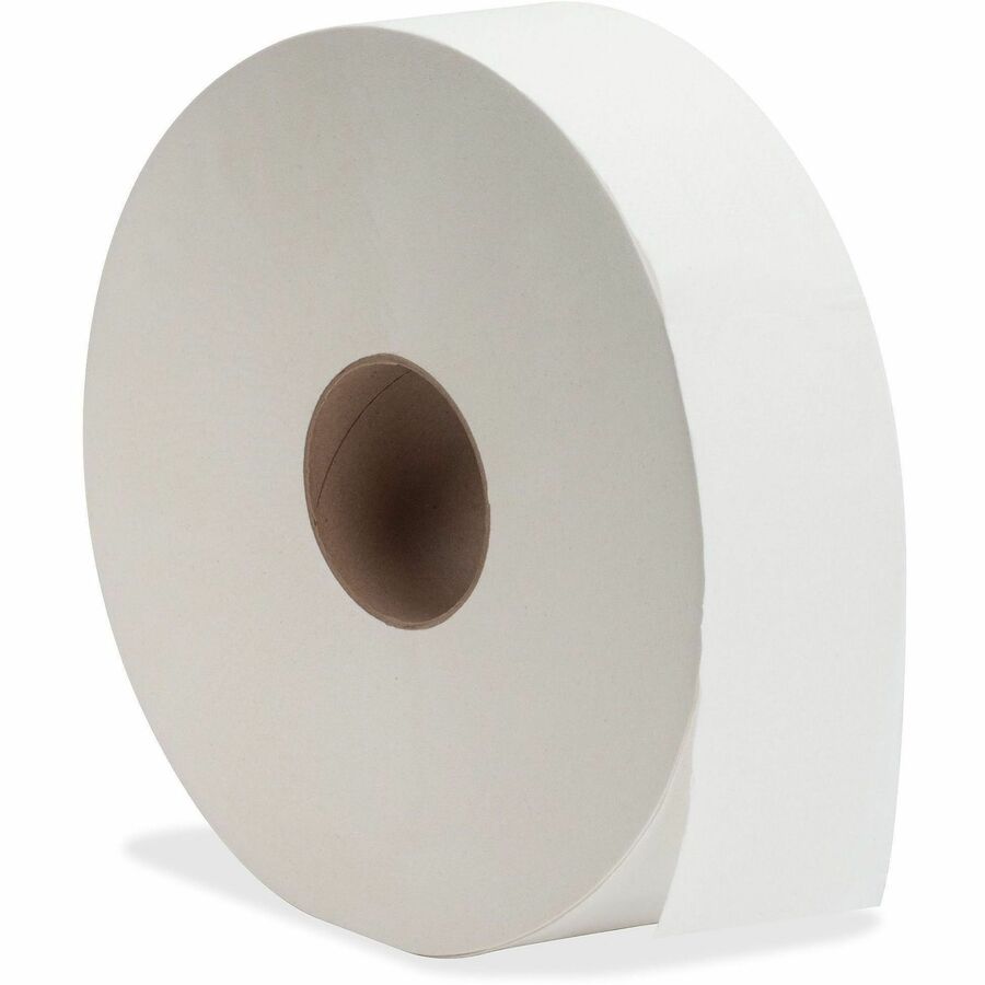 Genuine Joe Jumbo Jr Dispenser Bath Tissue Roll, 2-Ply, 3.50" x 2000 ft, 12" Diameter, 3 19/64" Core, White, 6 Rolls per Carton