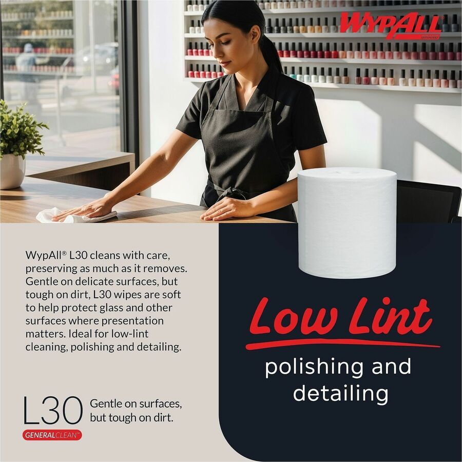 Wypall General Clean L30 Heavy Cleaning Towels, 9.80" x 15.20", 300 Sheets per Roll, White, 1 Carton