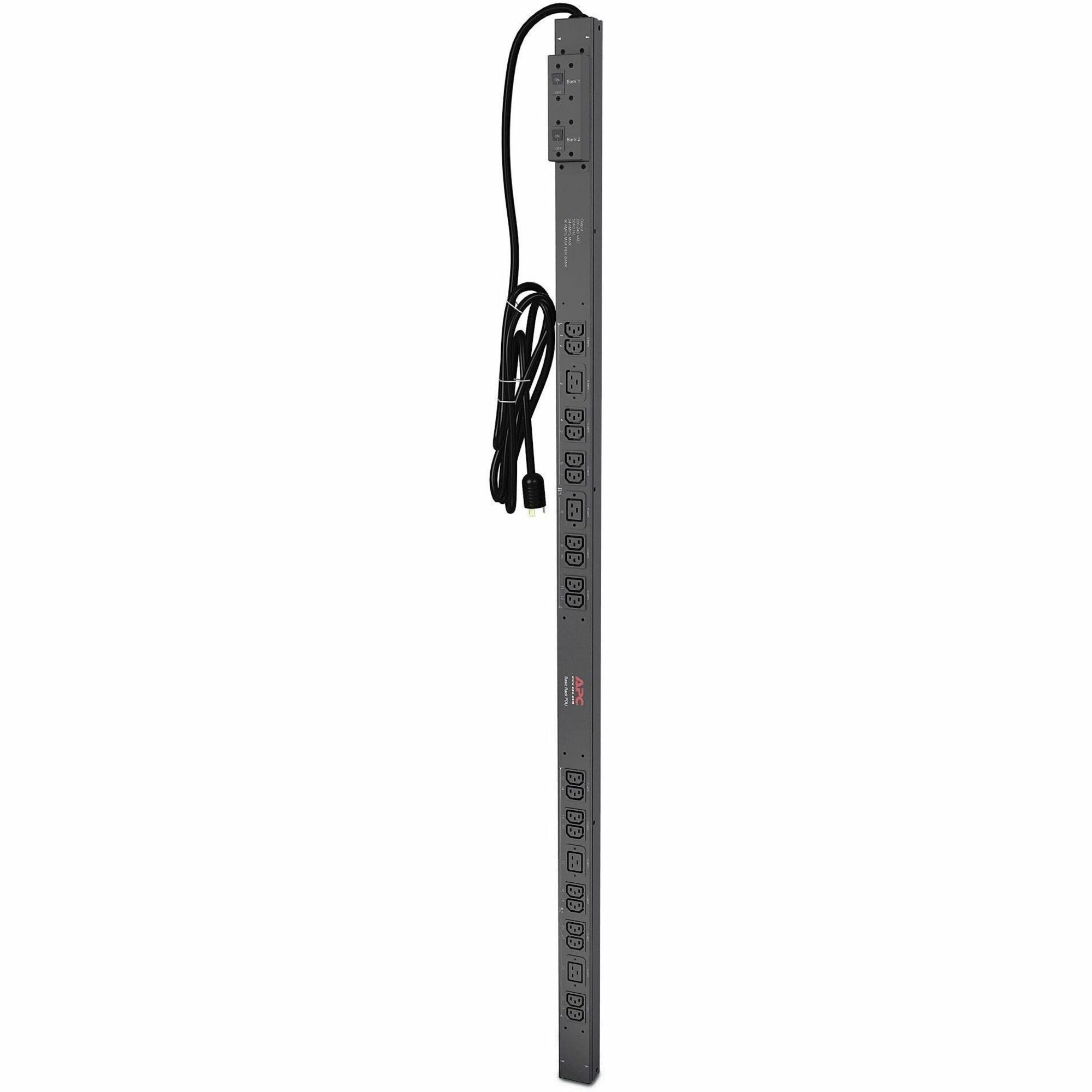 APC by Schneider Electric Basic Rack 4.992kVA PDU - Basic - NEMA L6-30P - 20 x IEC 60320 C13, 4 x IEC 60320 C19 - 200 V, 208 V, 230 V - 4992 W - 9.84 ft Cord Length - 0U - Vertical - Rack-mountable