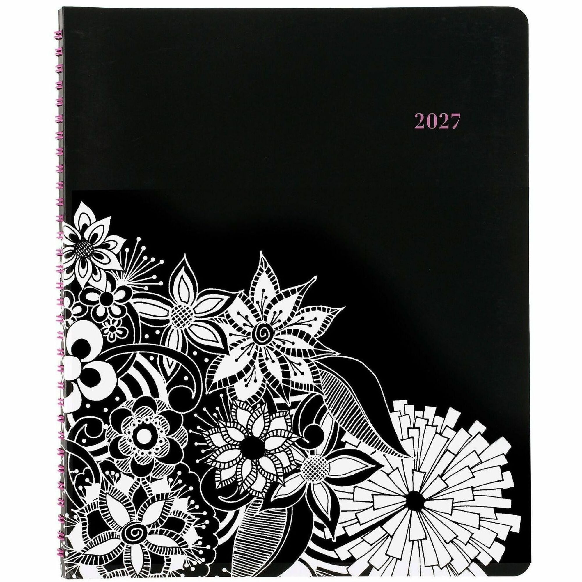 Cambridge FloraDoodle Premium Weekly Monthly Appointment Book, Black, White, Large