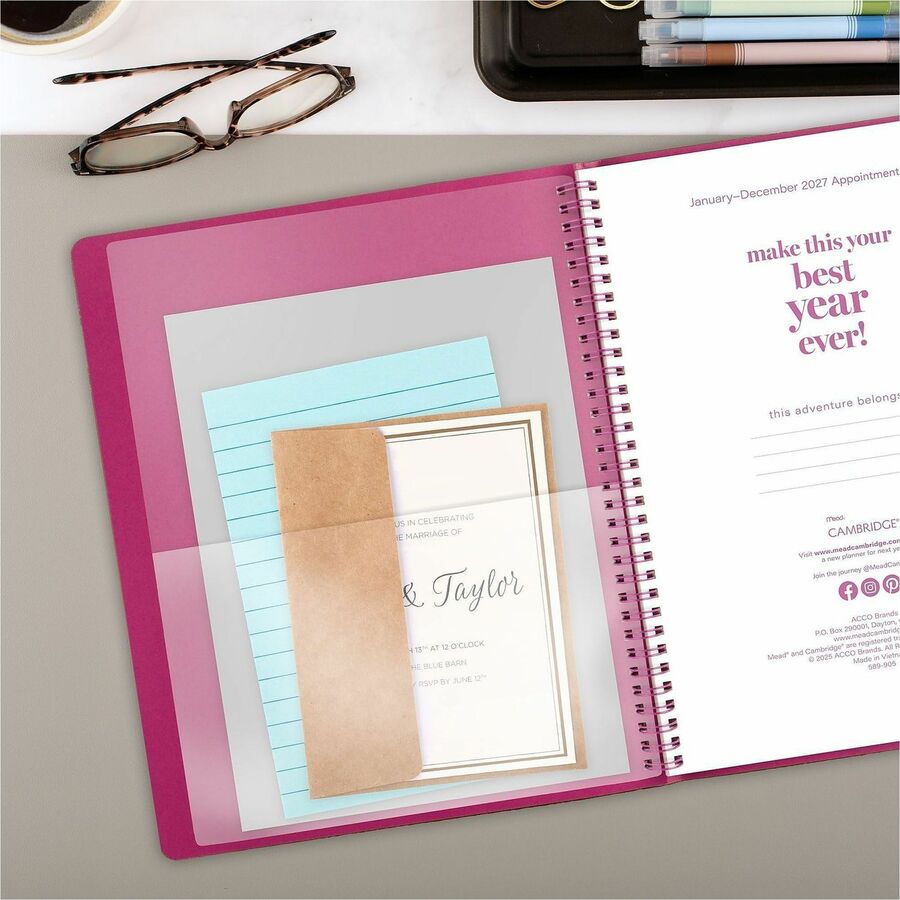 Cambridge FloraDoodle Premium Weekly Monthly Appointment Book, Black, White, Large