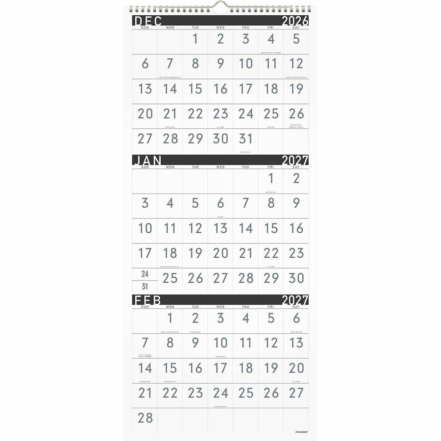 At-A-Glance Contemporary 3-Month Reference Wall Calendar