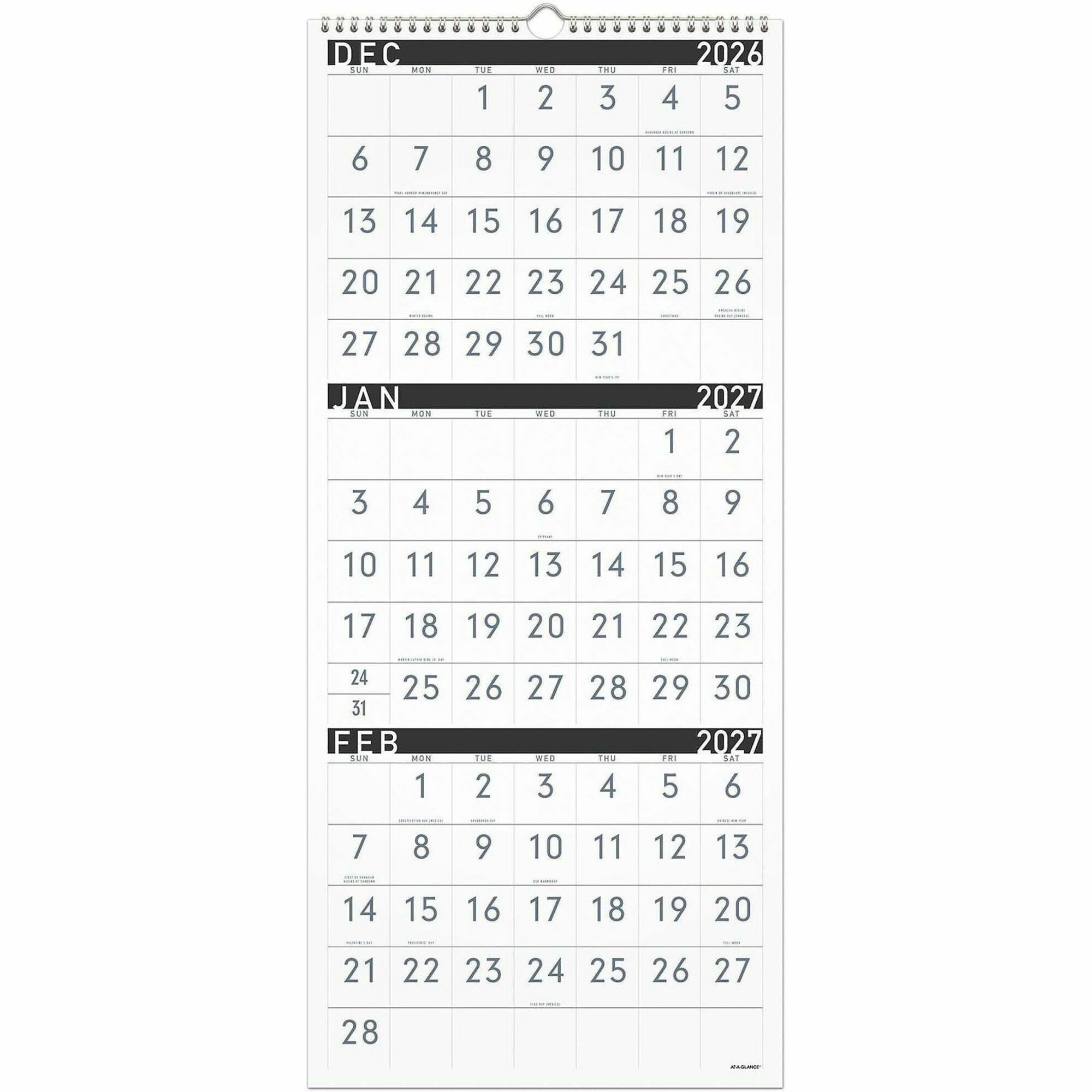 At-A-Glance Contemporary 3-Month Reference Wall Calendar