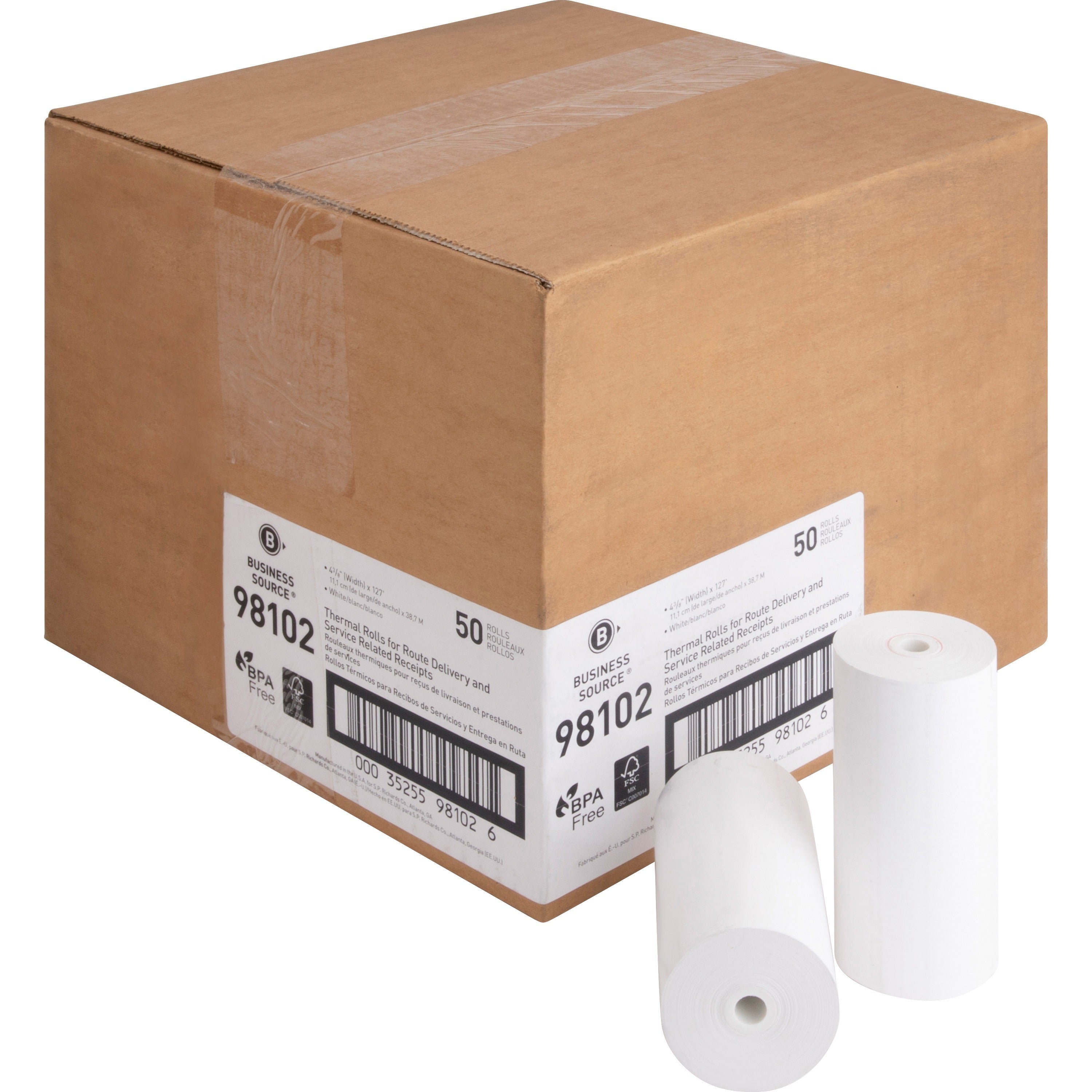 4 19/64" x 127 ft - White - 50 / Carton