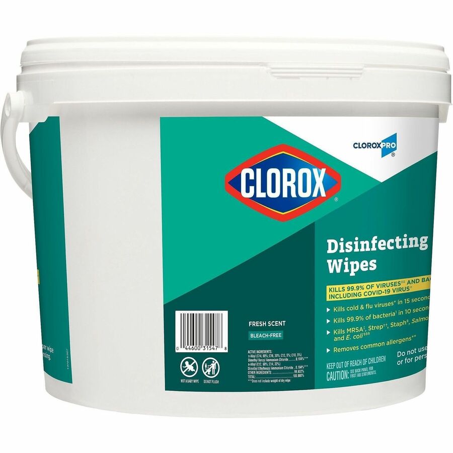CloroxPro Disinfecting Wipes, Fresh Scent, Pre-moistened, Anti-bacterial, Textured, White, 700 Wipes per Tub, 1 Tub
