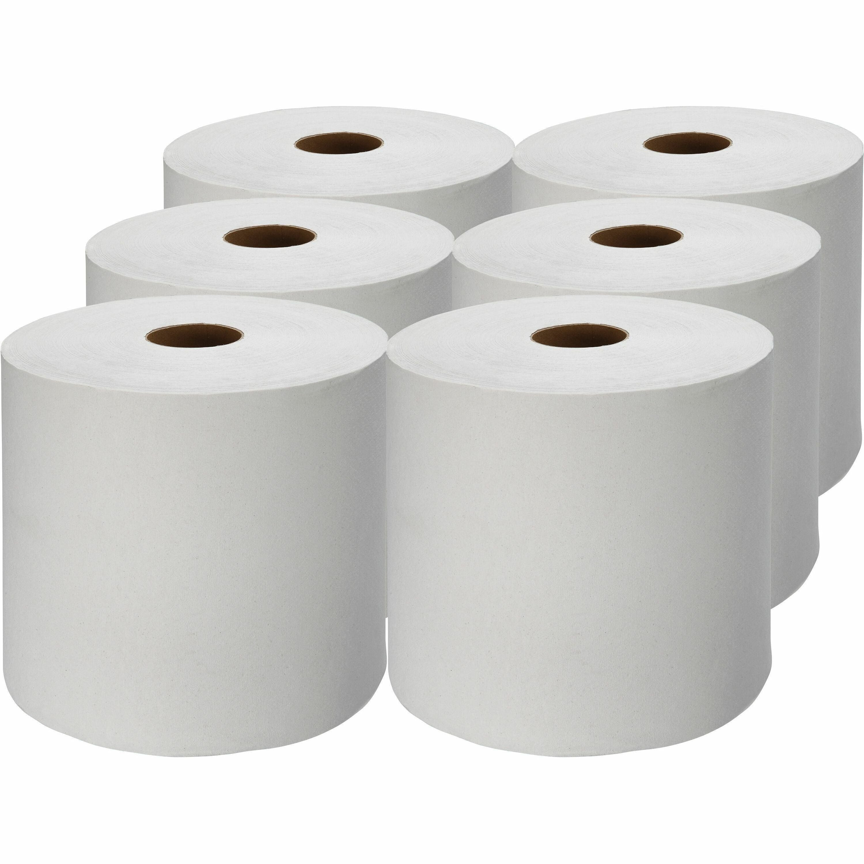 Genuine Joe Hardwound Roll Paper Towels, 7.87" x 1000 ft, 2" Core, White, 6 Rolls per Carton