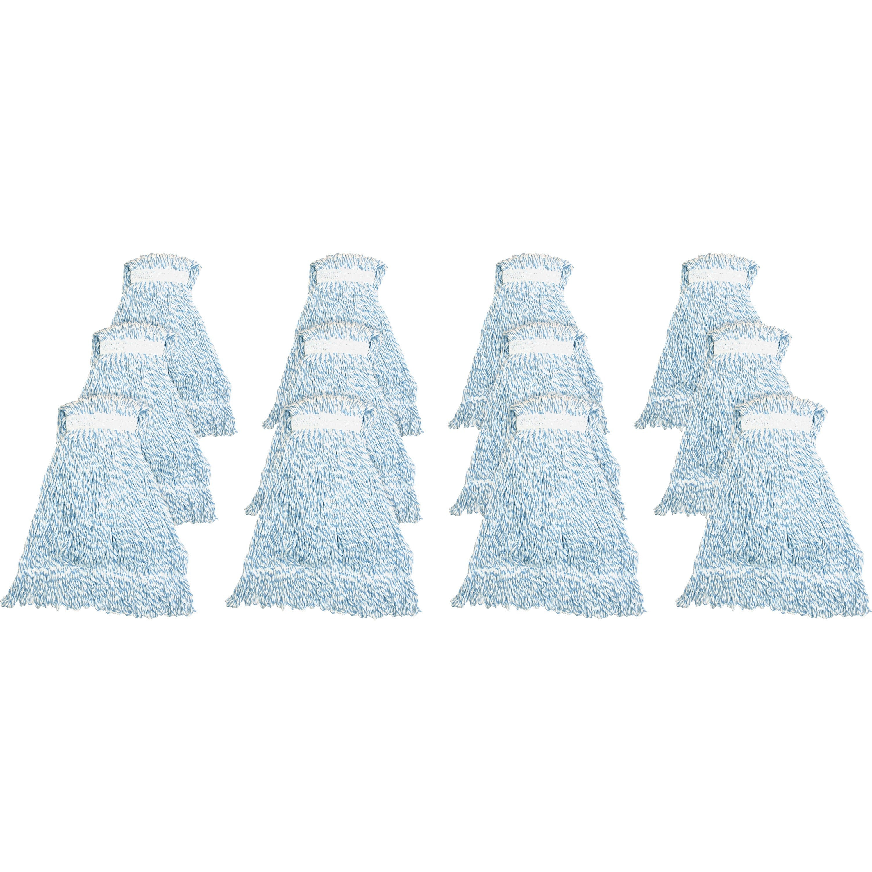 Genuine Joe Blue Stripes Hygrade Mophead, Rayon, Blue/White, 12 per Carton
