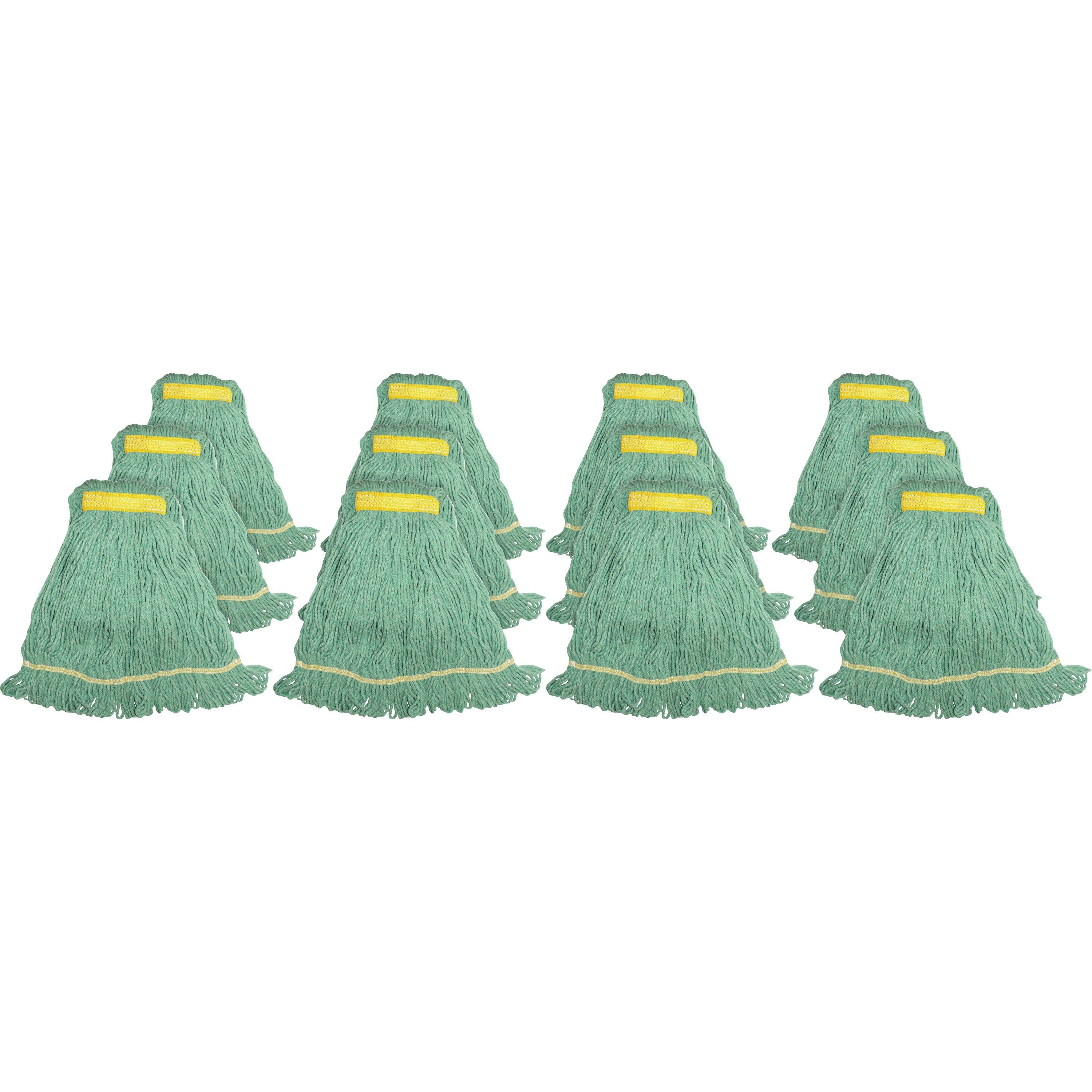 Genuine Joe Synthetic Blend Small Mophead, Rayon/Cotton, Green, 12 per Carton