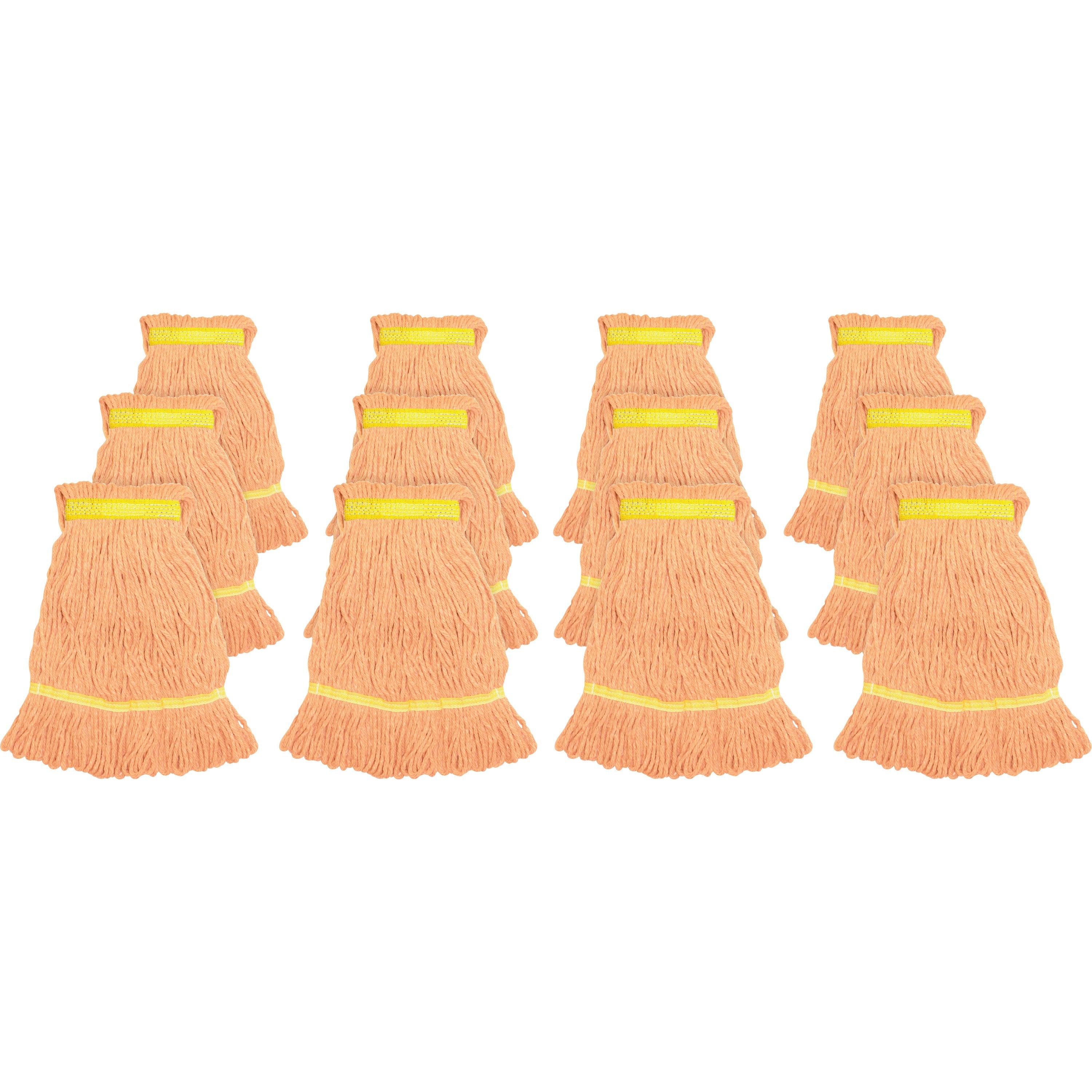 Genuine Joe Narrow Band Small Mophead, Rayon/Cotton, Orange, 12 per Carton