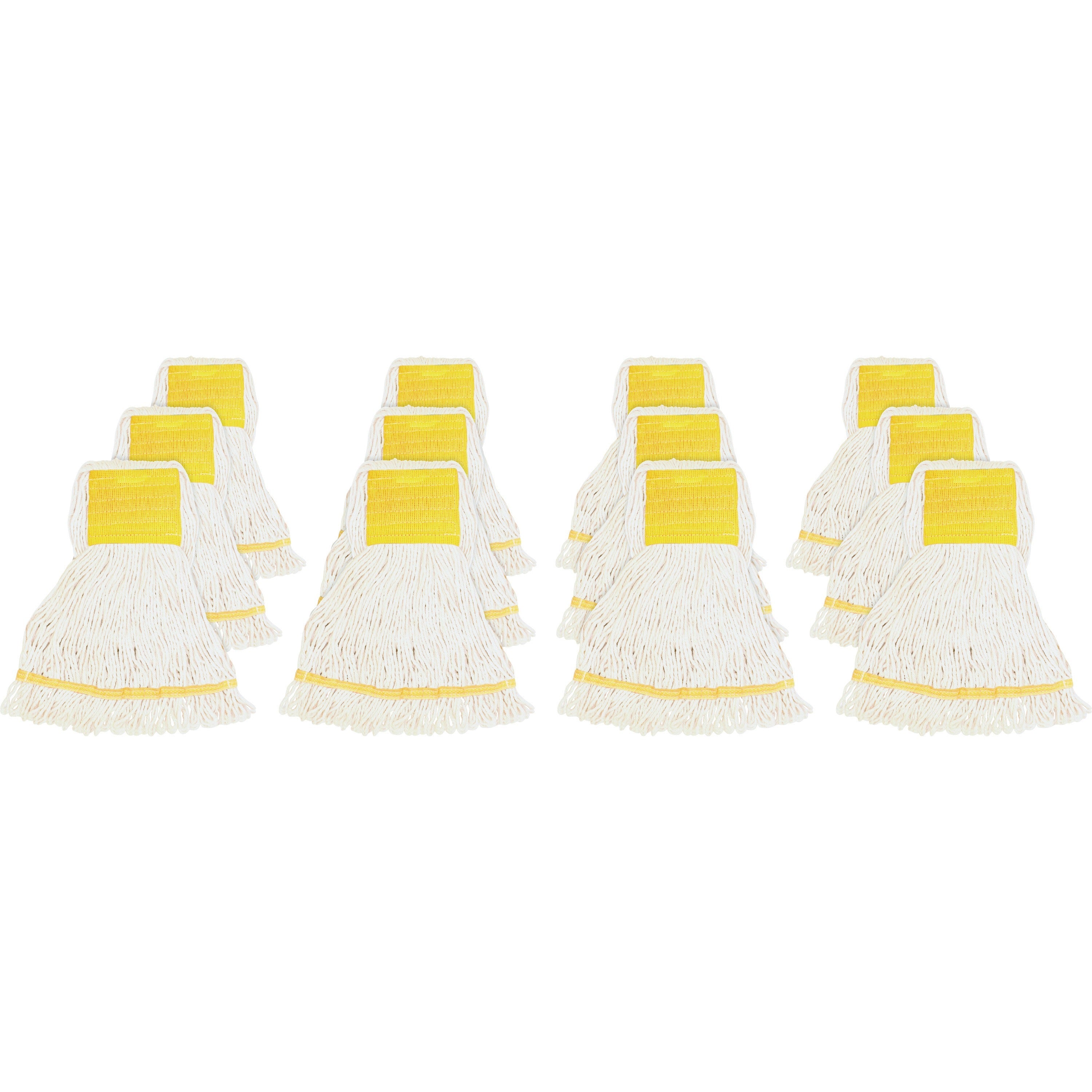 Genuine Joe Wide Band Small Mophead, Rayon/Cotton, White, 12 per Carton
