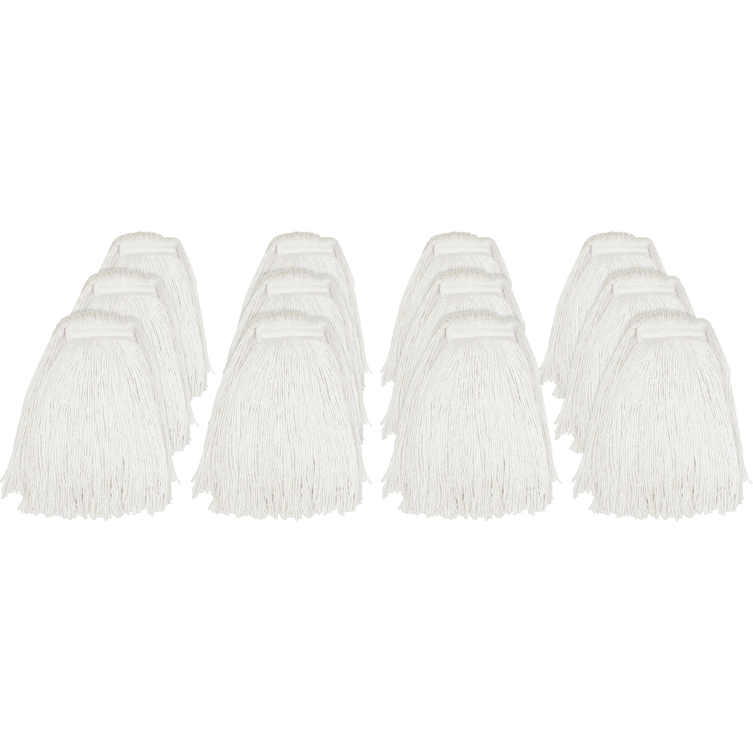 Genuine Joe Cut End Mophead, Rayon, Natural, 1" Narrow Headband, 12 per Carton
