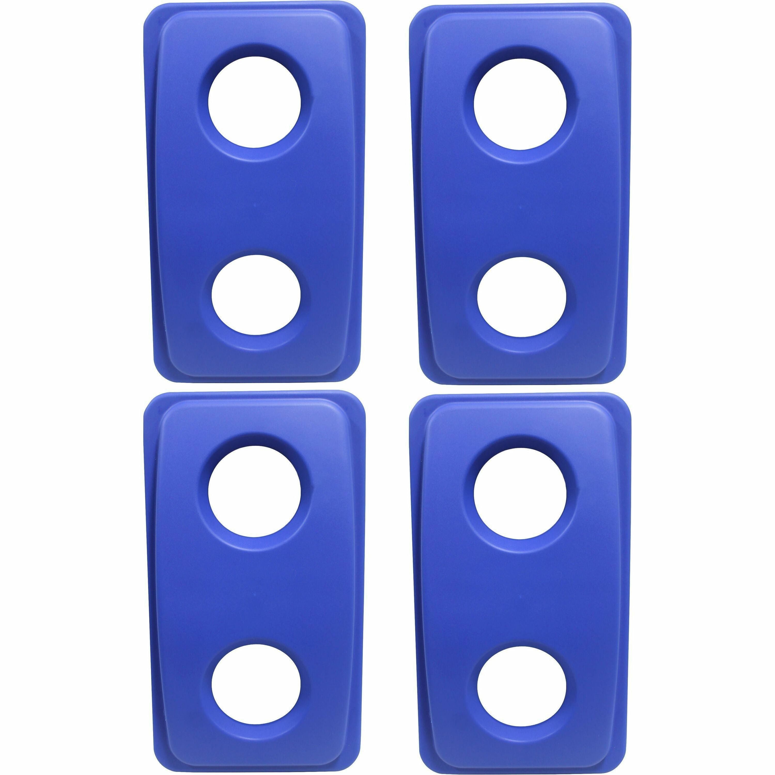 Thin Bin Round Cut Out Blue Lid, Rectangular, Blue, 4 per Carton