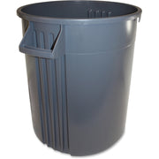 Gator Plus 32-Gallon Vented Container, Round, Crush Resistant, Handles, 28.5" Height x 25.6" Width, Plastic/Polyethylene, Gray, 6 per Carton