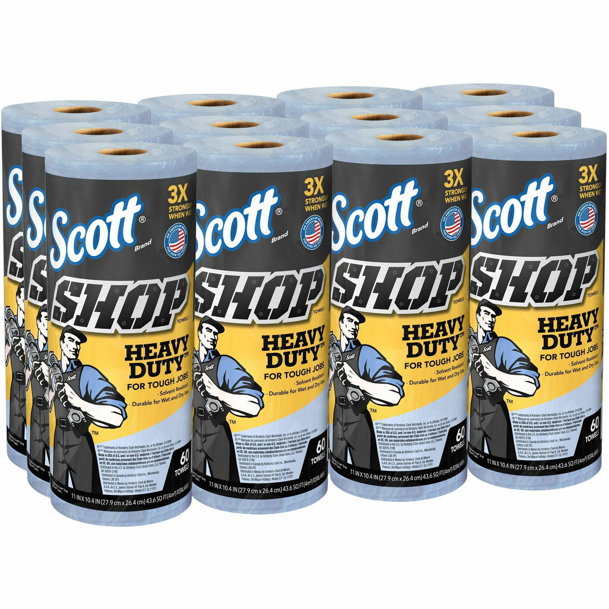 11" Width x 10.40" Length - 60 Sheets/Roll - Blue - Hydroknit - 1 Carton