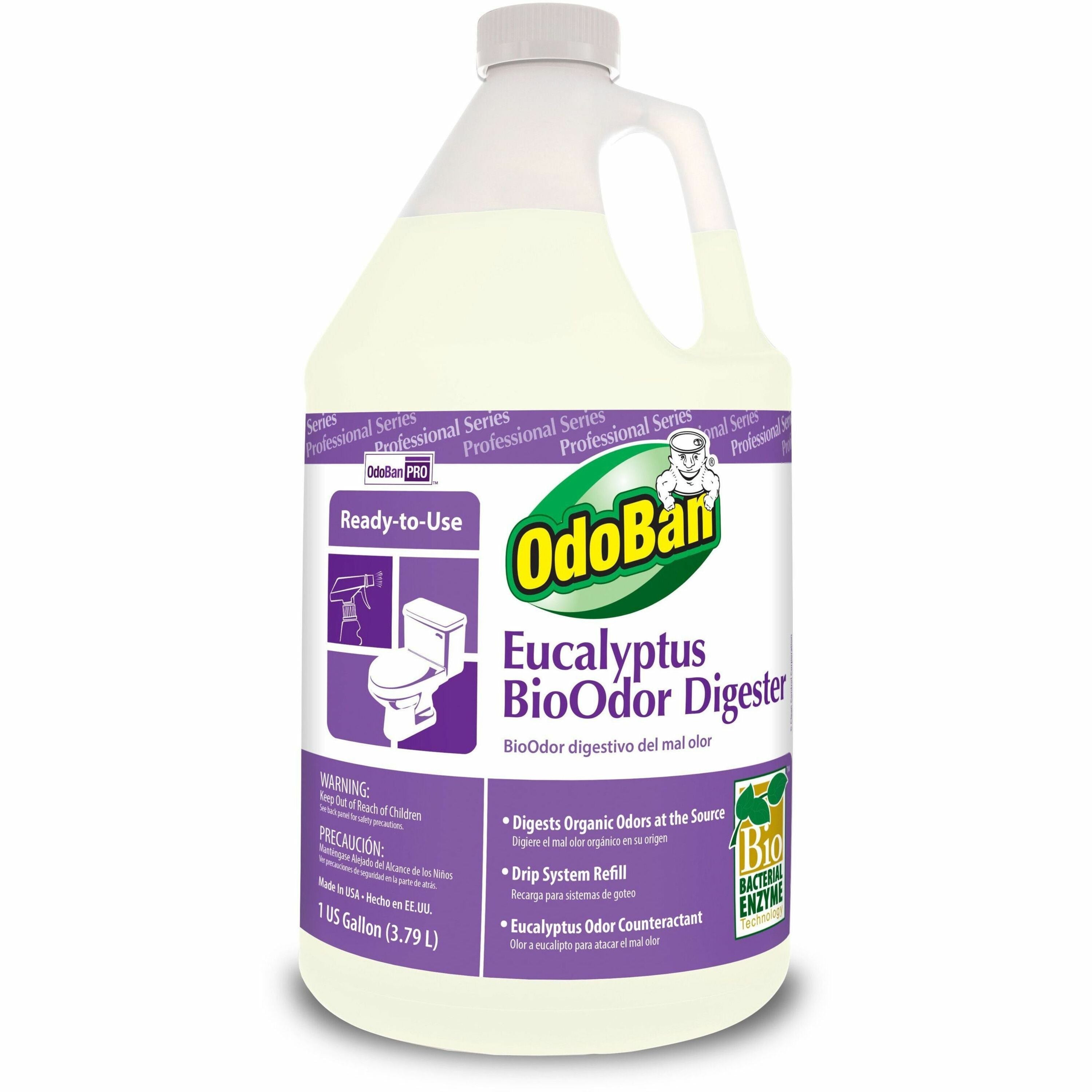 OdoBan Professional BioOdor Digester Refill, 128 fl oz (4 quart), Eucalyptus Scent, Antibacterial, Purple, 1 Each