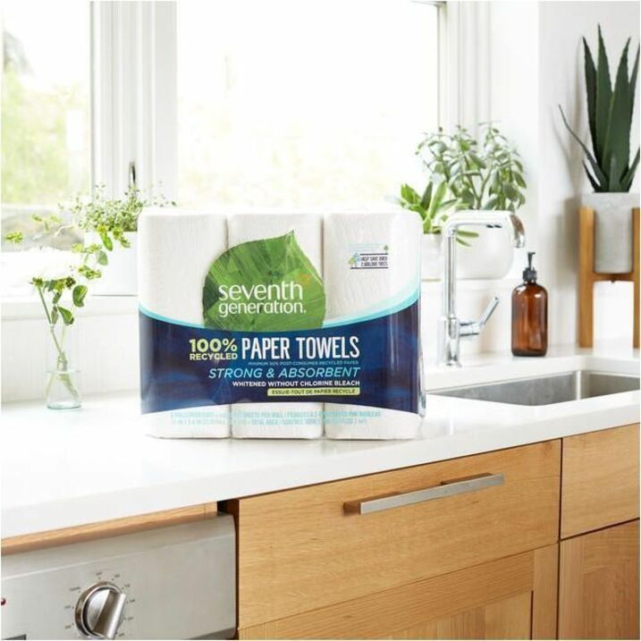 Seventh Generation 100% Recycled Paper Towels, 2 Ply, 156 Sheets per Roll, White, 24 Rolls per Carton