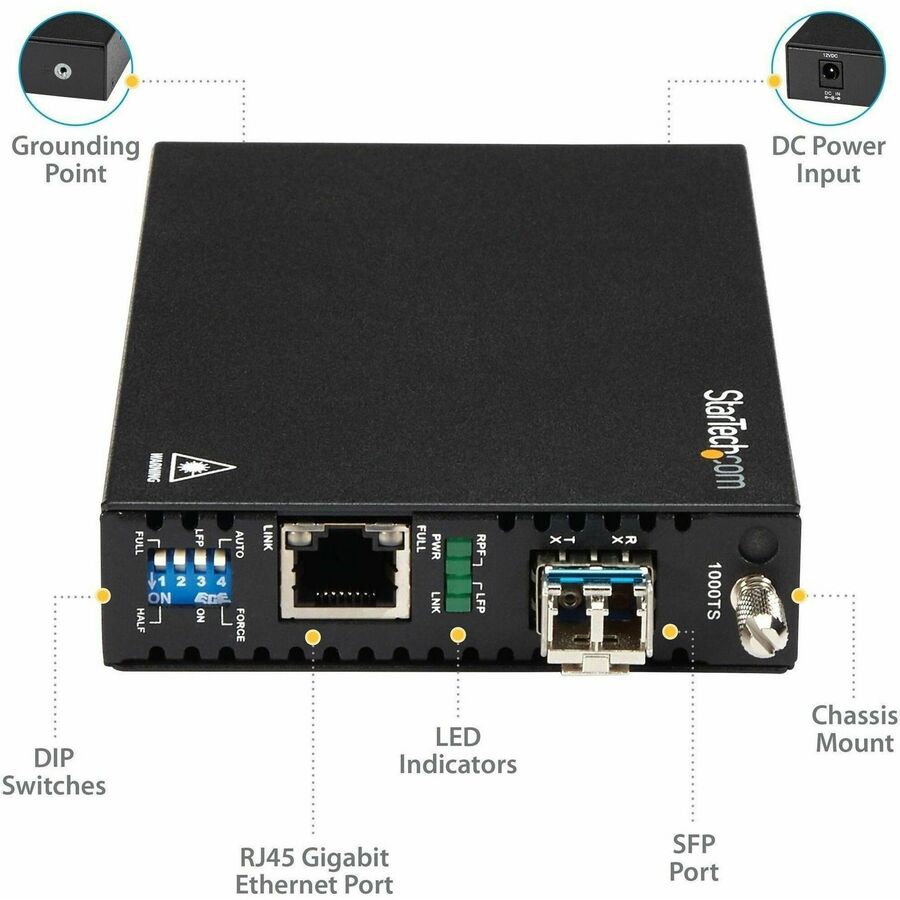 StarTech.com Gigabit Ethernet Copper-to-Fiber Media Converter - SM LC - 10 km