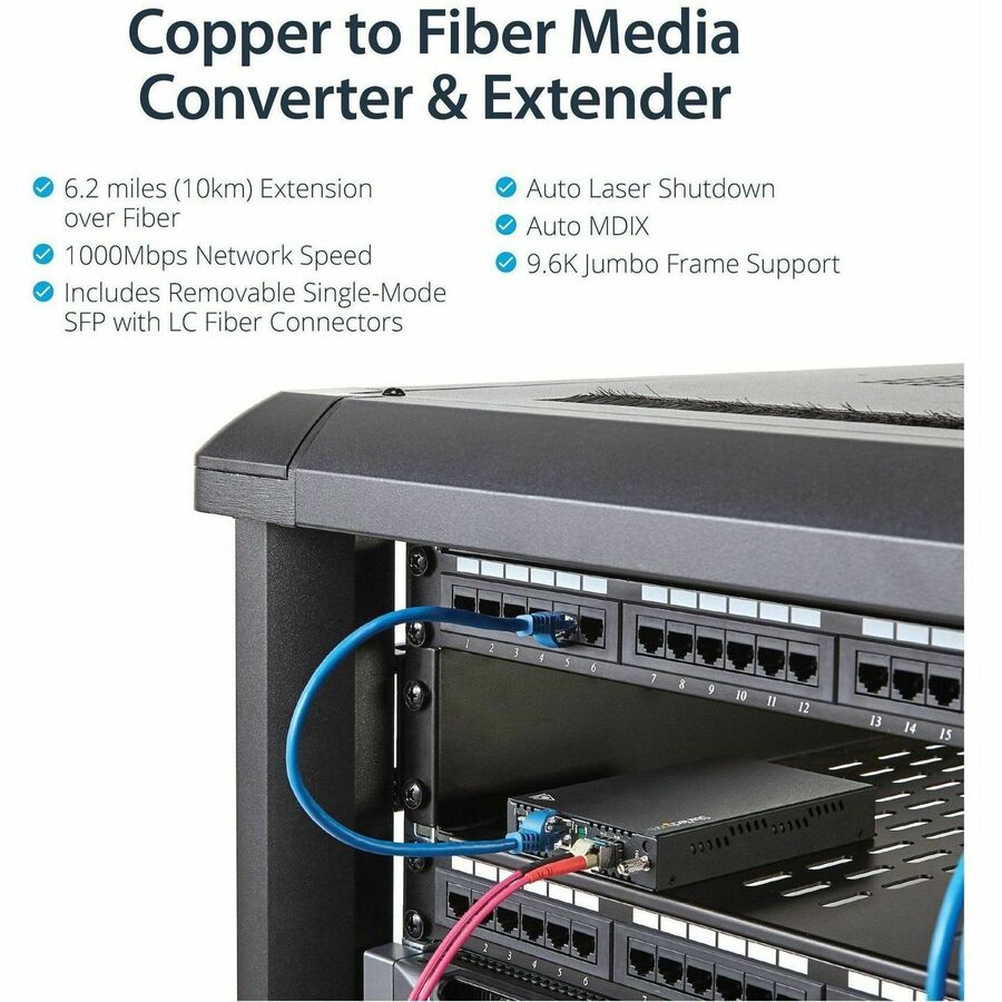 StarTech.com Gigabit Ethernet Copper-to-Fiber Media Converter - SM LC - 10 km