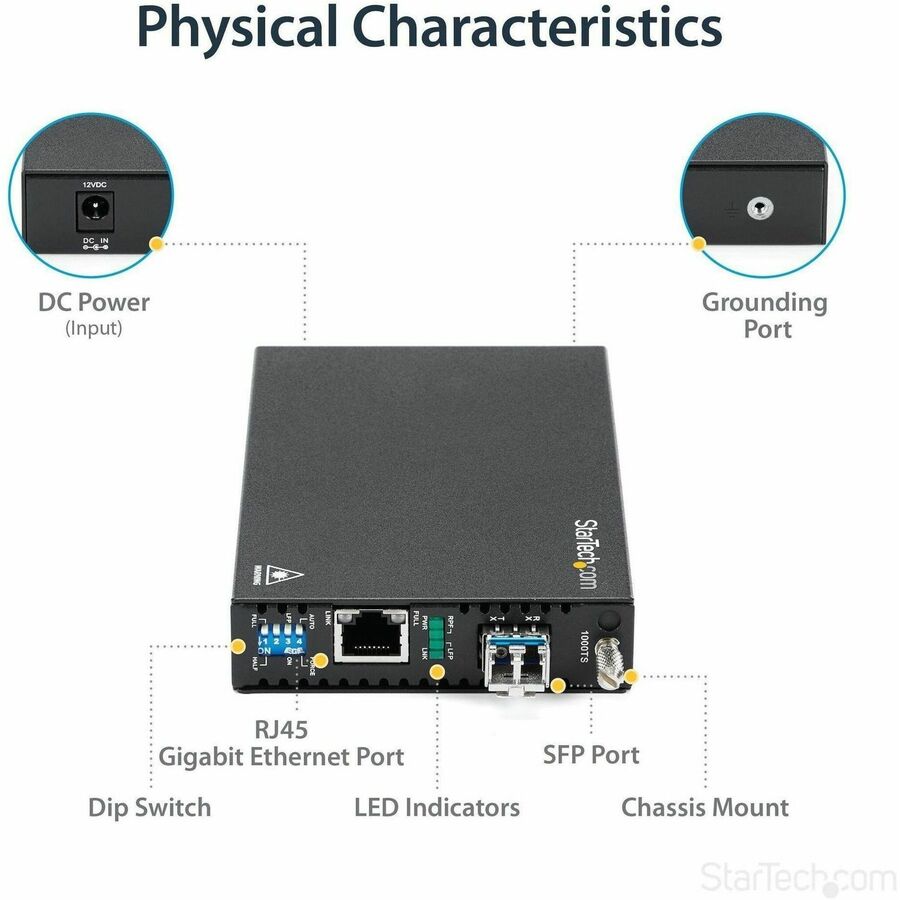 StarTech.com Gigabit Ethernet Copper-to-Fiber Media Converter - SM LC - 20 km