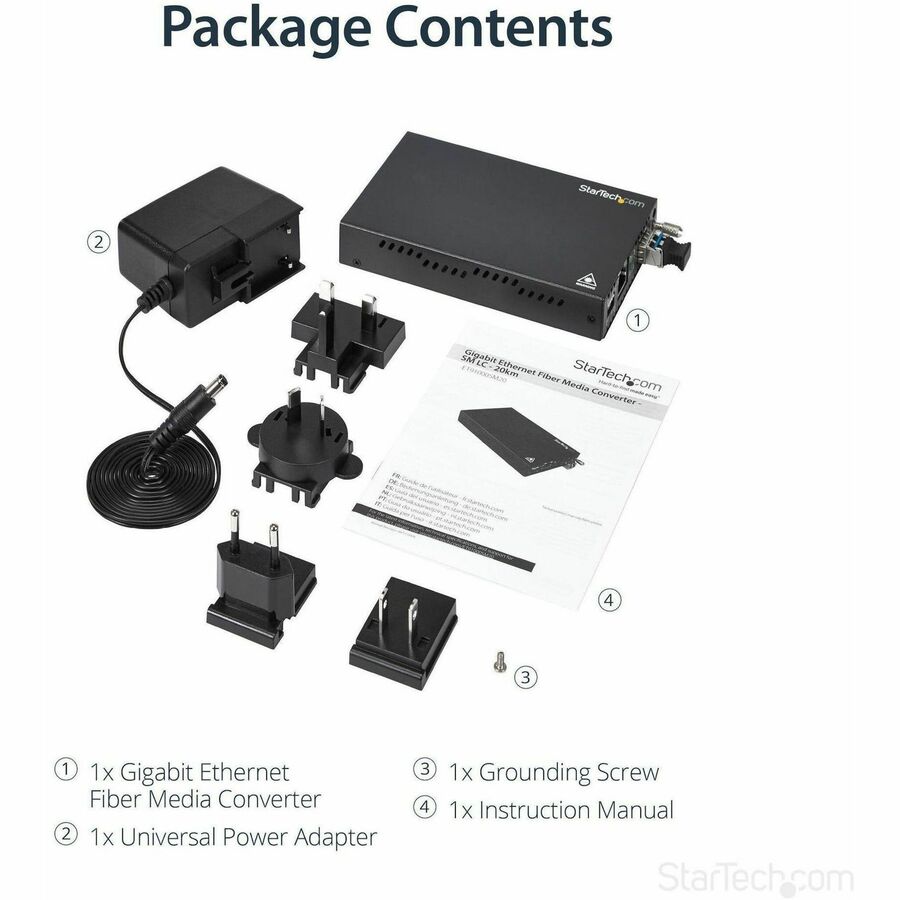 StarTech.com Gigabit Ethernet Copper-to-Fiber Media Converter - SM LC - 20 km