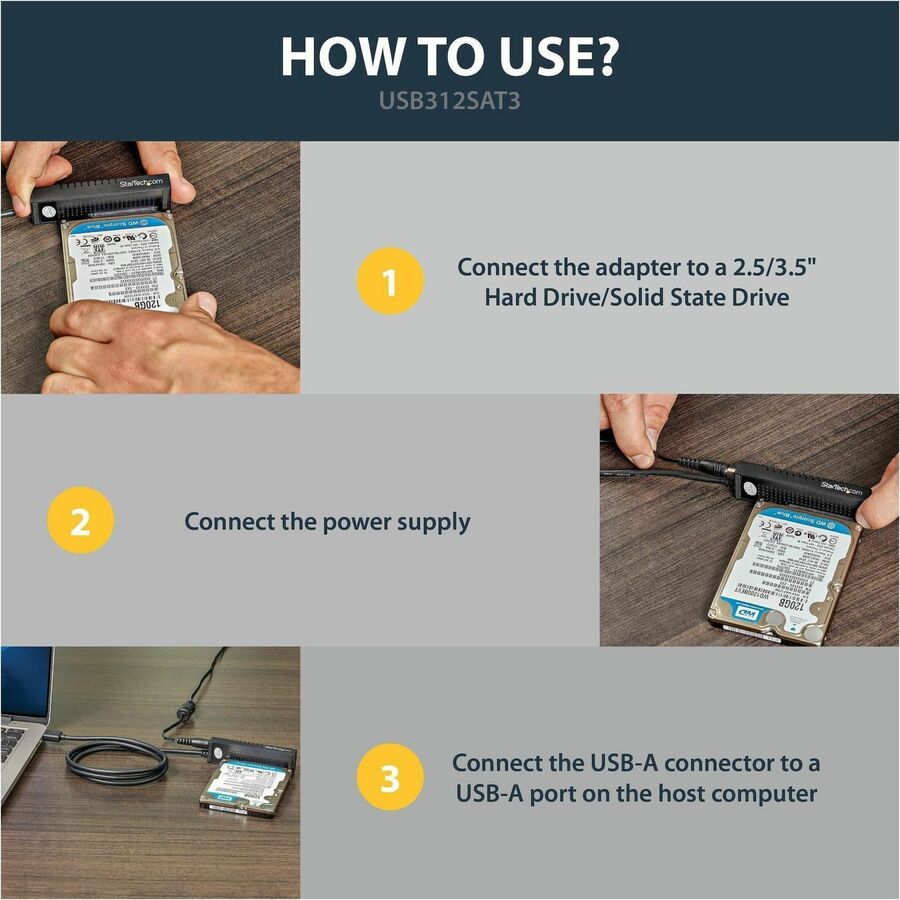 StarTech.com USB 3.1 (10 Gbps) Adapter Cable for 2.5in and 3.5in SATA SSD/HDD Drives
