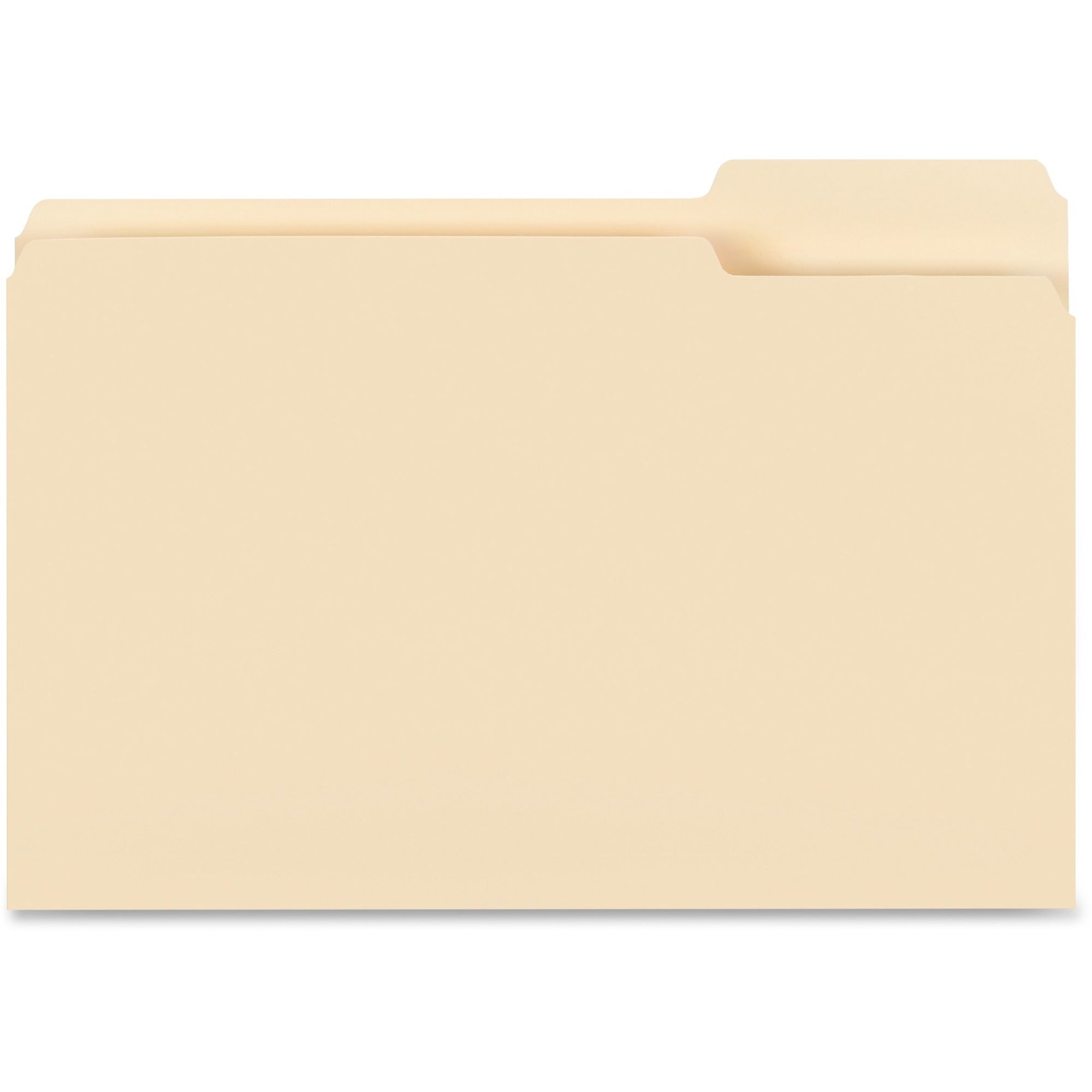 Business Source Legal File Folders, 1/3 Tab Cut, 8.5" x 14", 3/4" Expansion, 11 pt. Manila, 10% Recycled, 100/Box