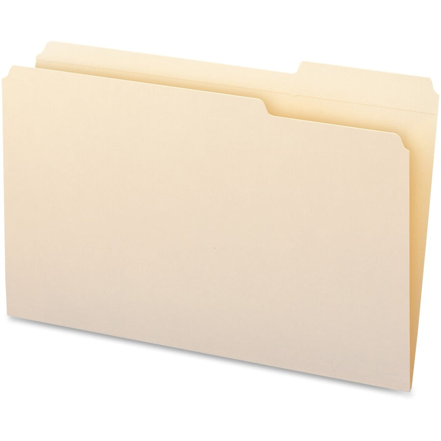 Business Source Legal File Folders, 1/3 Tab Cut, 8.5" x 14", 3/4" Expansion, 11 pt. Manila, 10% Recycled, 100/Box