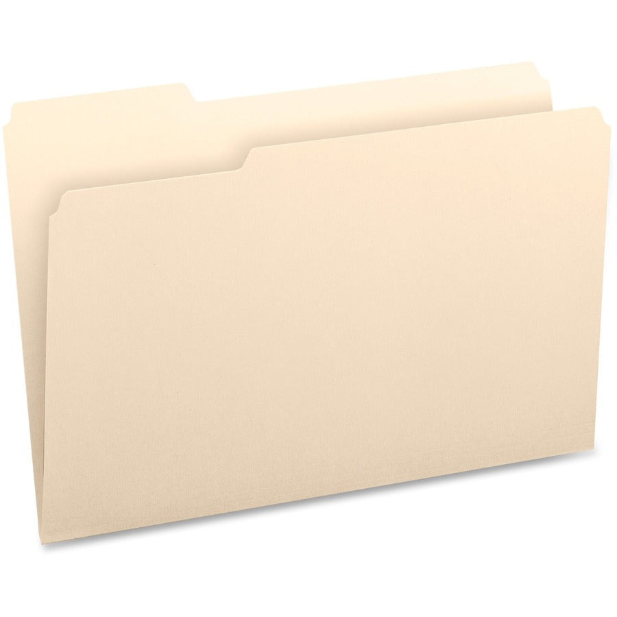 Business Source Legal File Folders, 1/3 Tab Cut, 8.5" x 14", 3/4" Expansion, 11 pt. Manila, 10% Recycled, 100/Box