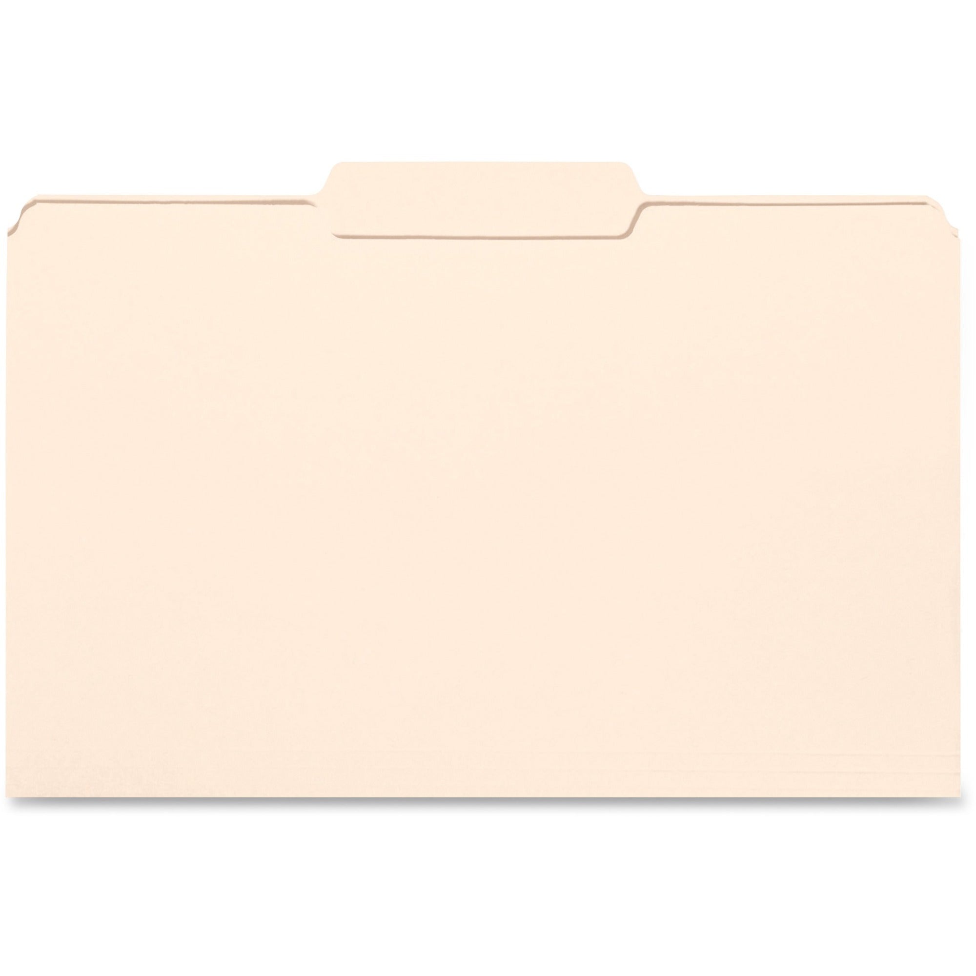 Business Source 1/3 Tab Cut Legal Recycled Top Tab File Folders, 8.5" x 14", 3/4" Expansion, 11 pt. Manila, 10% Recycled, 100/Box