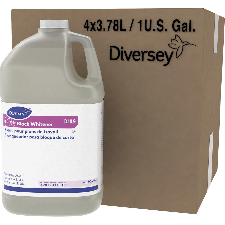 Diversey Suma Block Whitener, Ready-To-Use, 128 fl oz (4 quart), Chlorine Scent, Non-corrosive, Yellow, 4/Carton