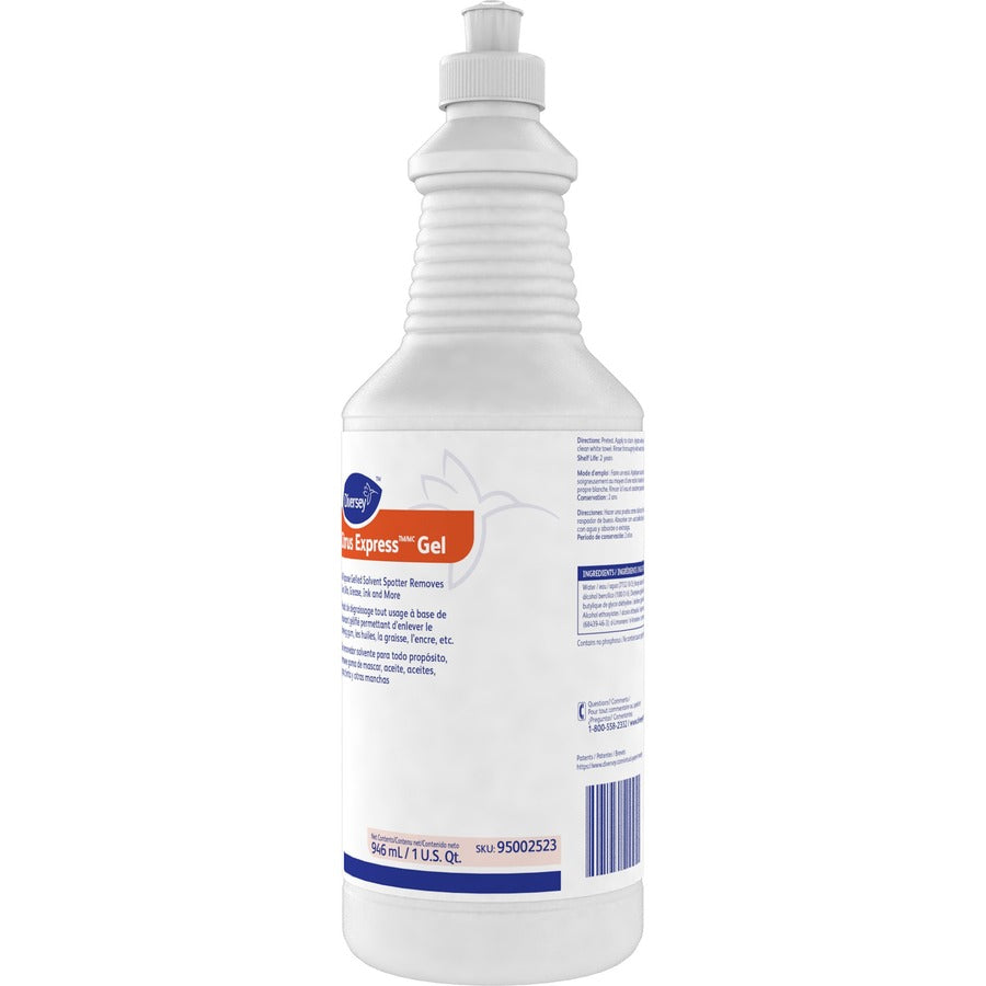 Diversey Citrus Express Gel Solvent Spotter, 32 fl oz, Citrus Scent, White, 6/Carton