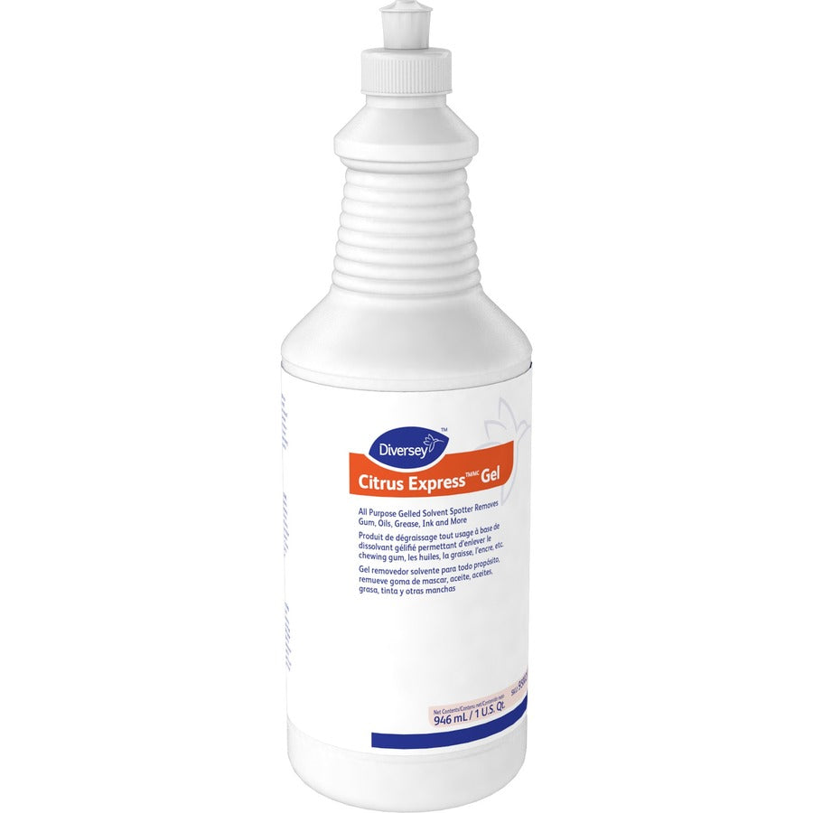 Diversey Citrus Express Gel Solvent Spotter, 32 fl oz, Citrus Scent, White, 6/Carton