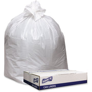 Genuine Joe Low Density White Can Liners, 45 Gallon, 46" x 40", 0.90 mil, Recycled, 100/Carton